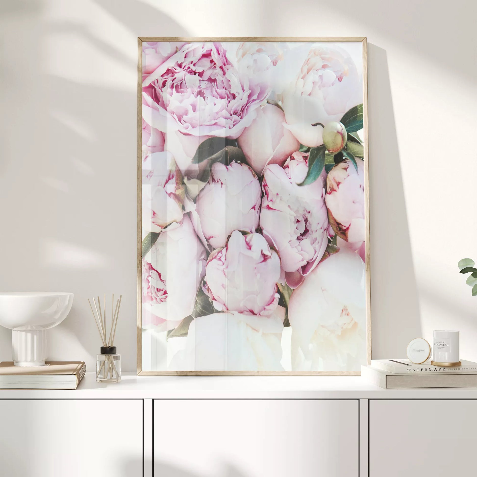 ピンクの芍薬の花が美しいアートプリント