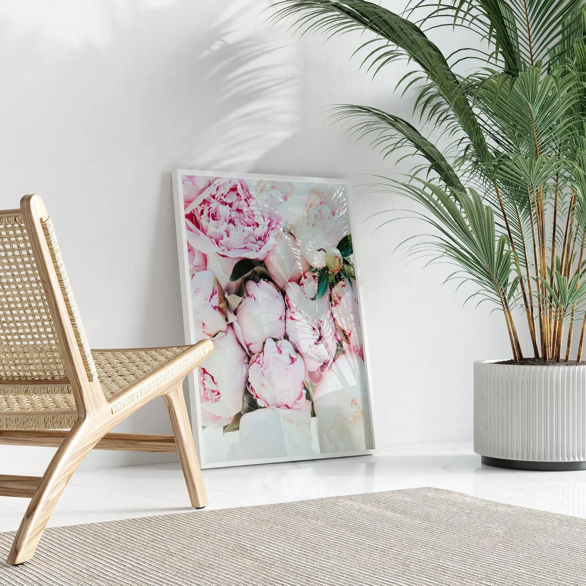 ピンクの芍薬の花が美しいアートプリント