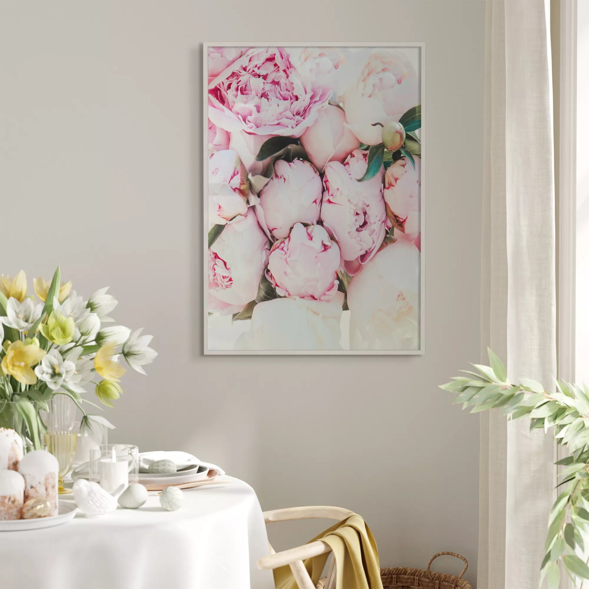 ピンクの芍薬の花が美しいアートプリント