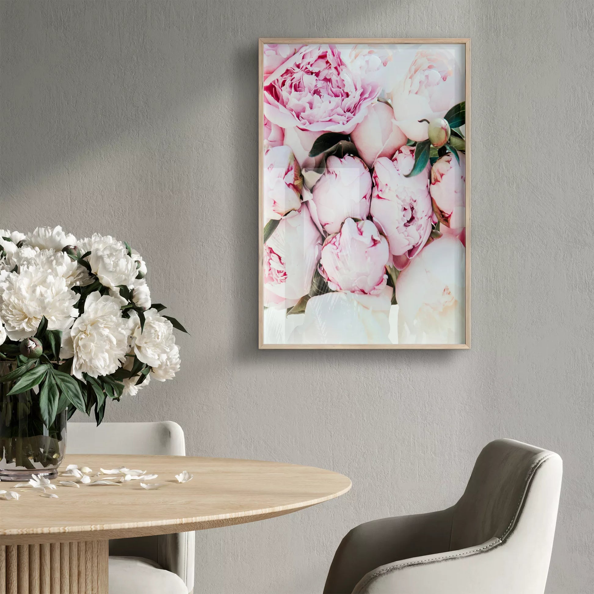 ピンクの芍薬の花が美しいアートプリント