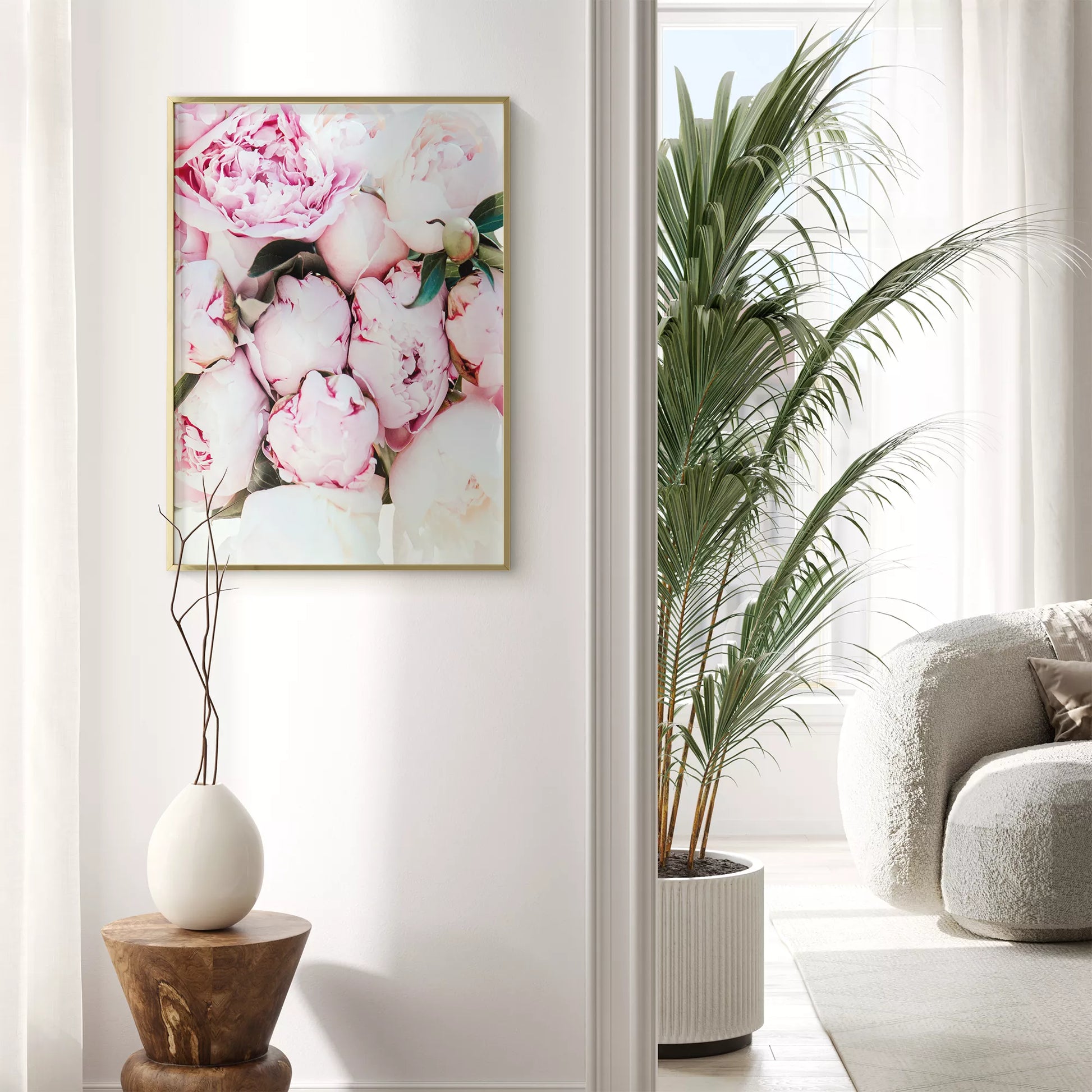 ピンクの芍薬の花が美しいアートプリント