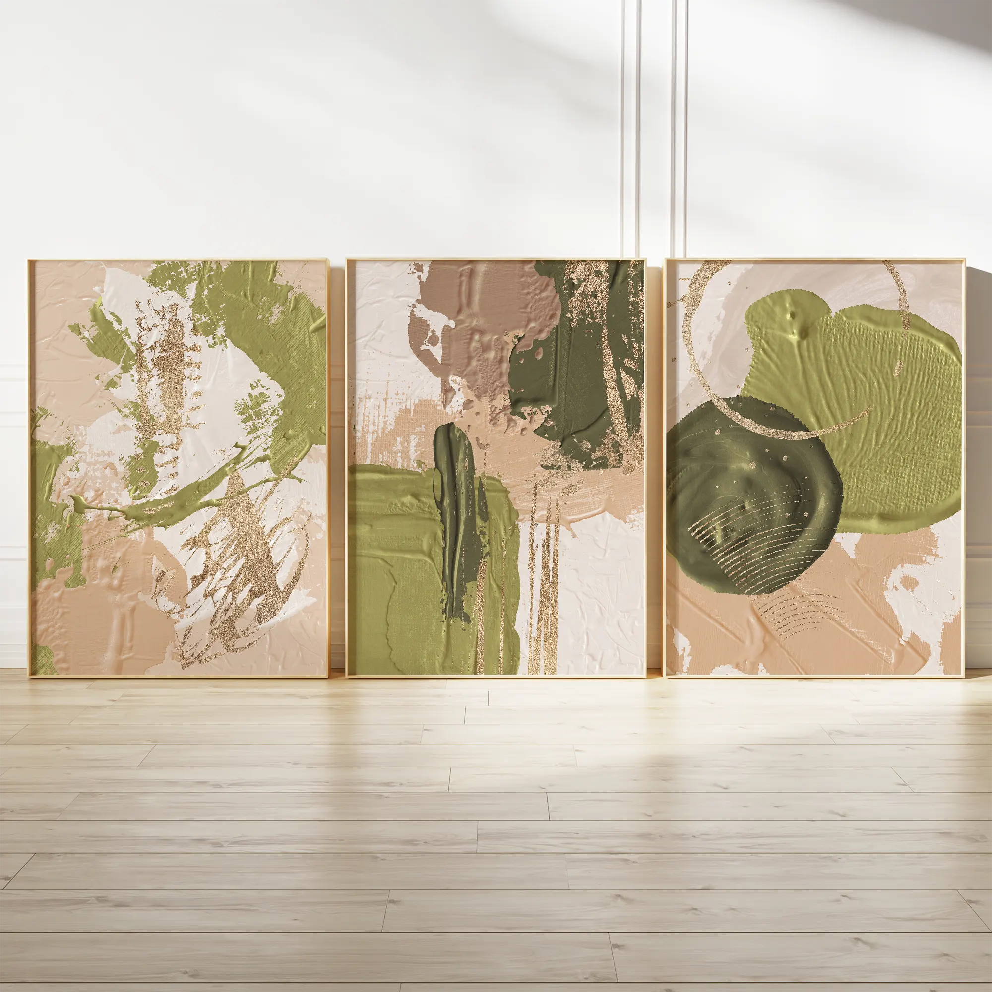 黄色緑グリーンブラウンゴールド抽象画絵画北欧モダン