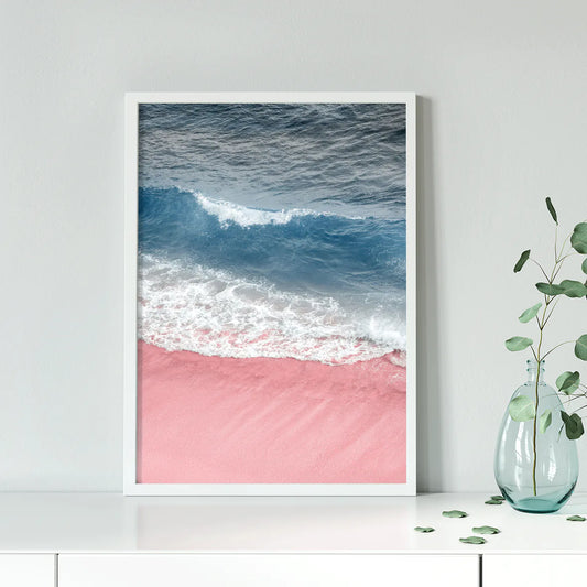 アートポスター ソフトピンク ビーチ 砂浜 パステルカラー 北欧風景 癒しインテリア
