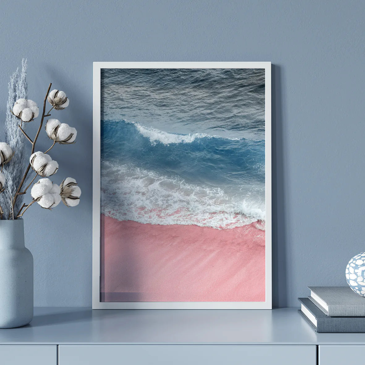 アートポスター ソフトピンク ビーチ 砂浜 パステルカラー 北欧風景 癒しインテリア