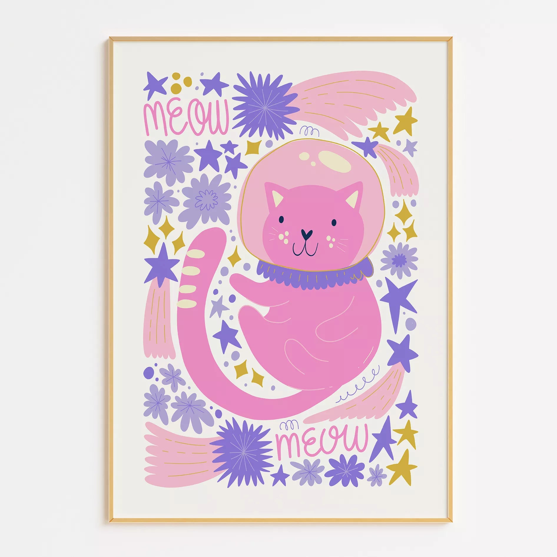 宇宙猫宇宙飛行士MEOWキッズポスター 子供部屋壁装飾