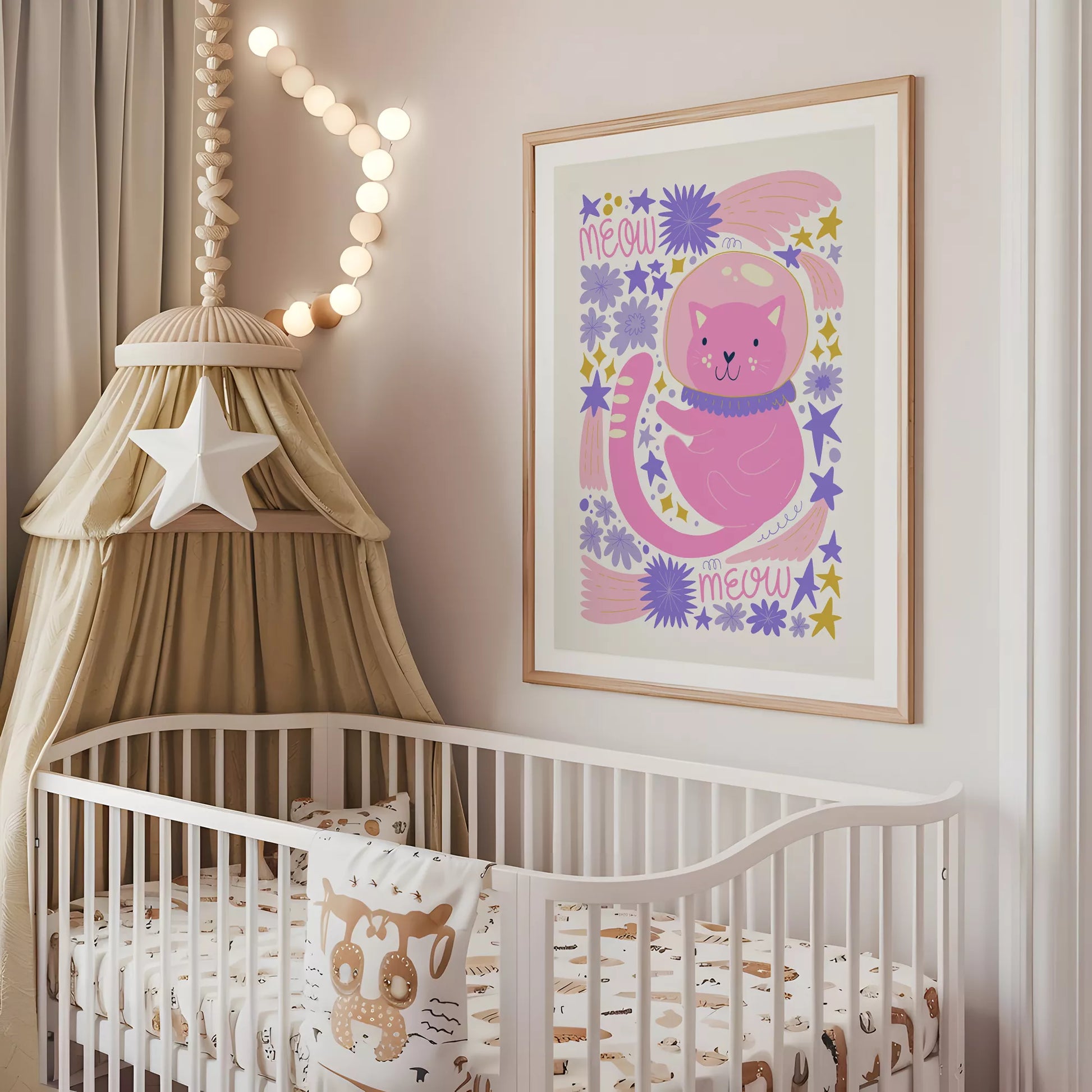 宇宙猫宇宙飛行士MEOWキッズポスター 子供部屋壁装飾