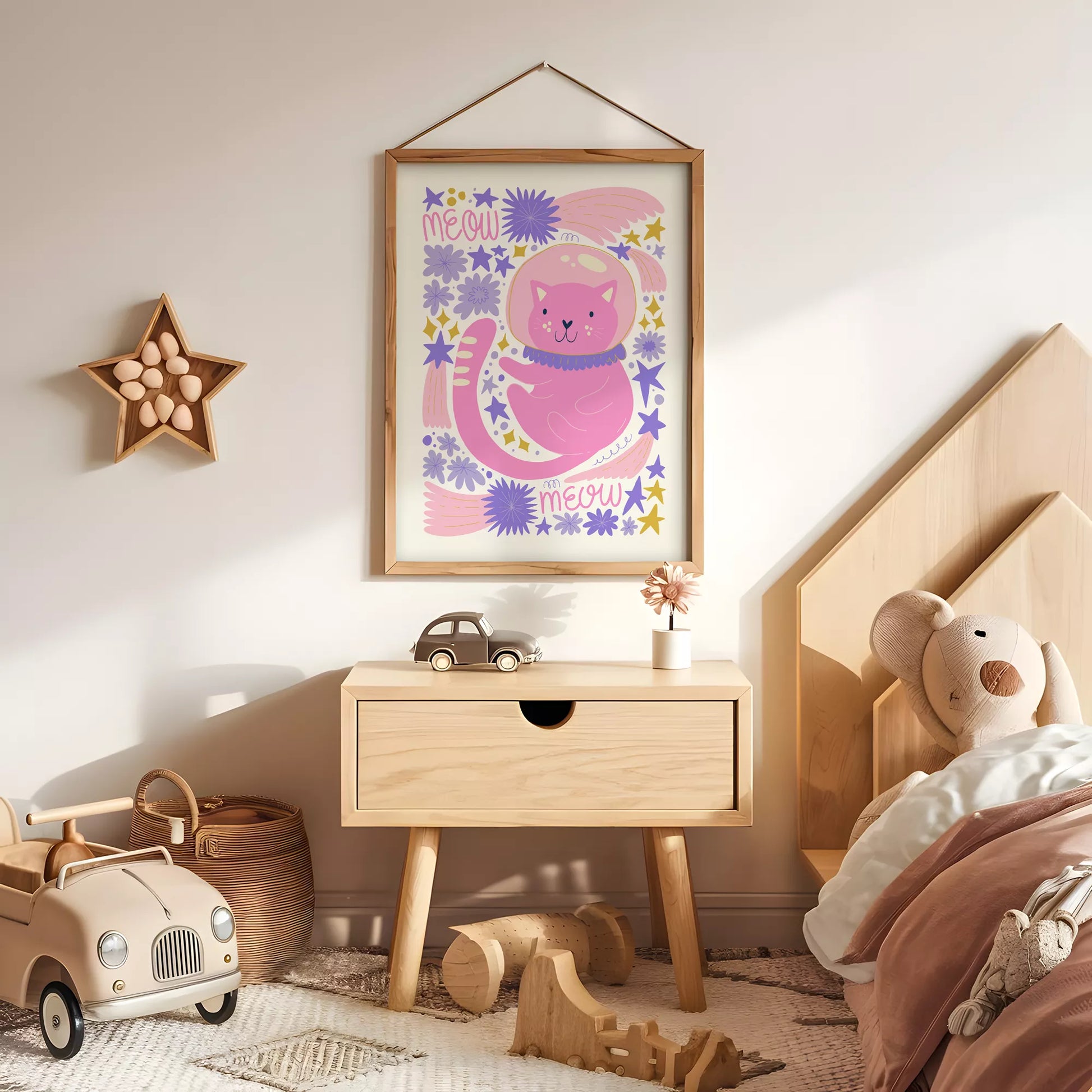 宇宙猫宇宙飛行士MEOWキッズポスター 子供部屋壁装飾