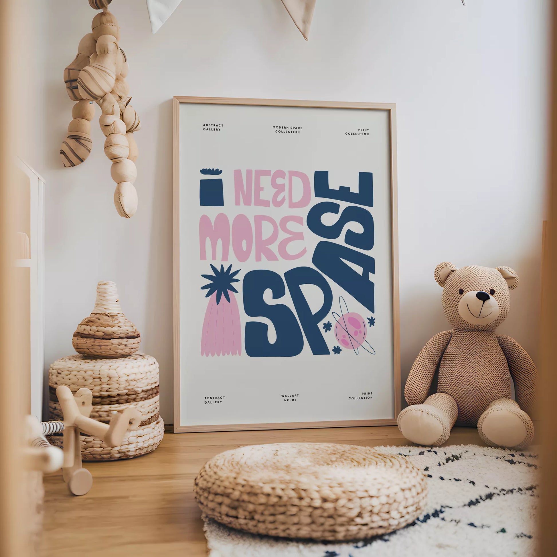 子供宇宙英語学習モチベーションポスターピンクネイビー