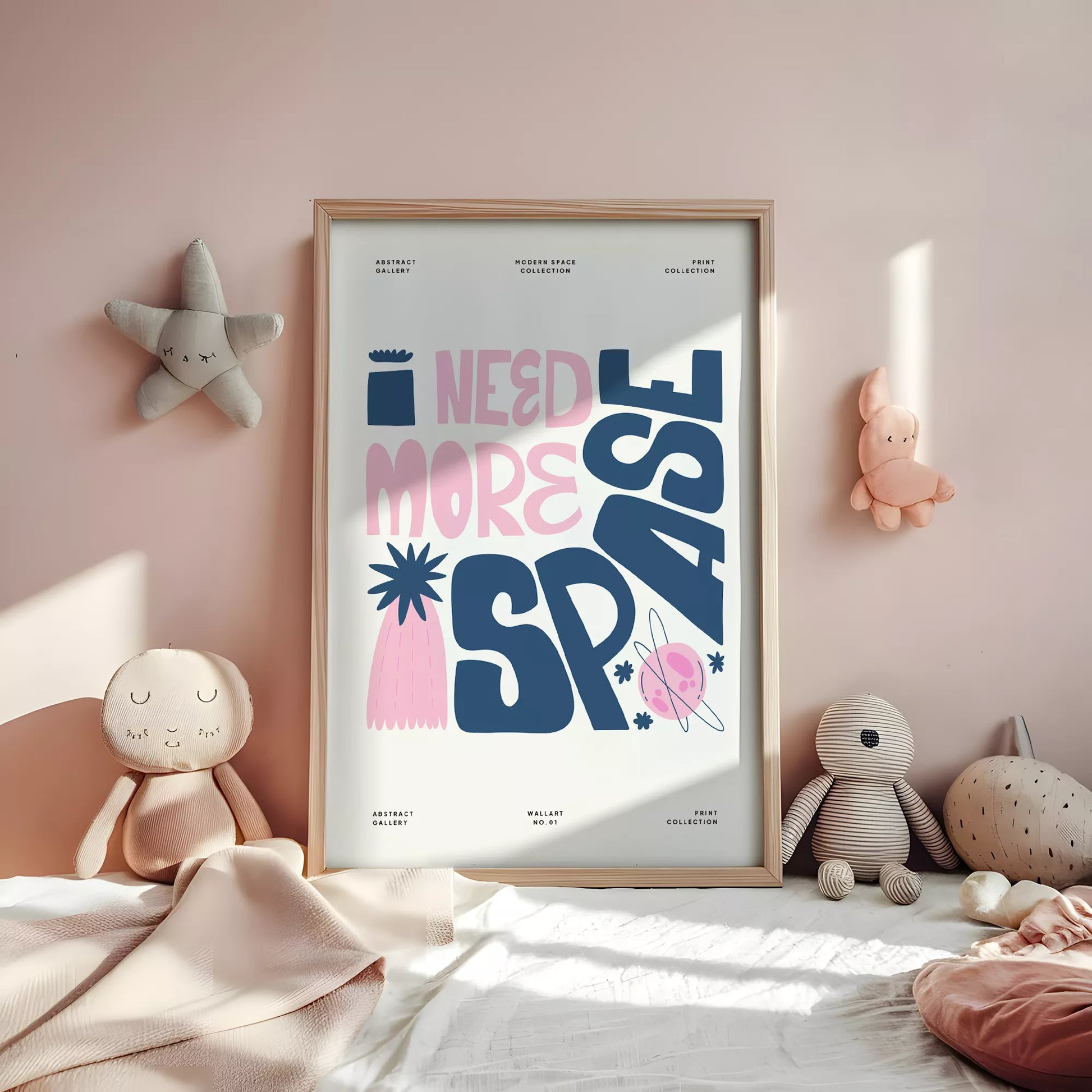 子供宇宙英語学習モチベーションポスターピンクネイビー