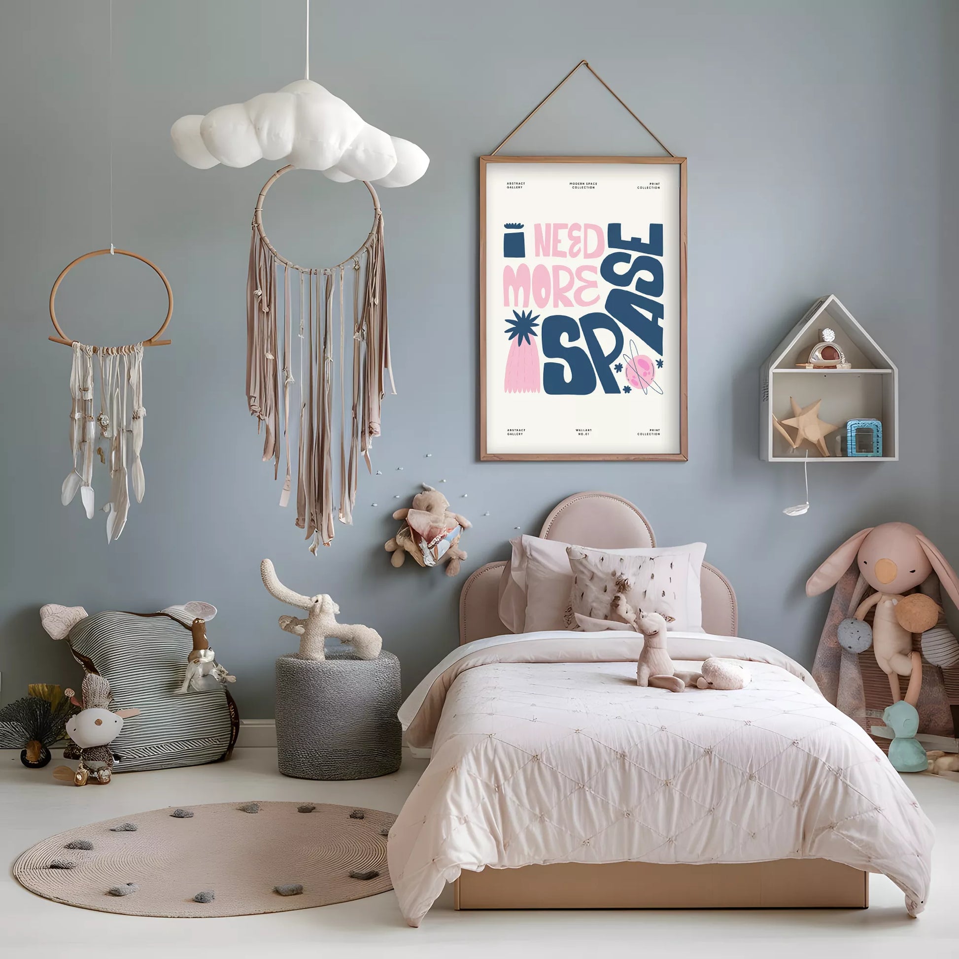 子供宇宙英語学習モチベーションポスターピンクネイビー