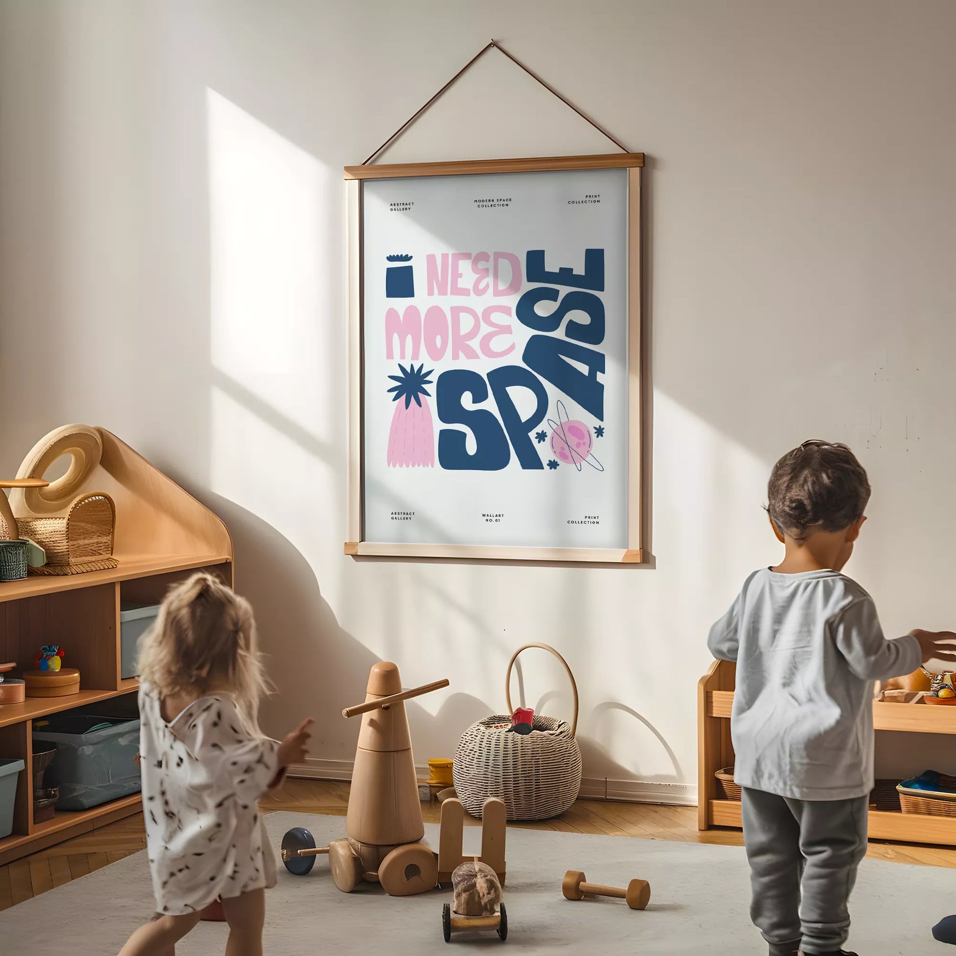 子供宇宙英語学習モチベーションポスターピンクネイビー