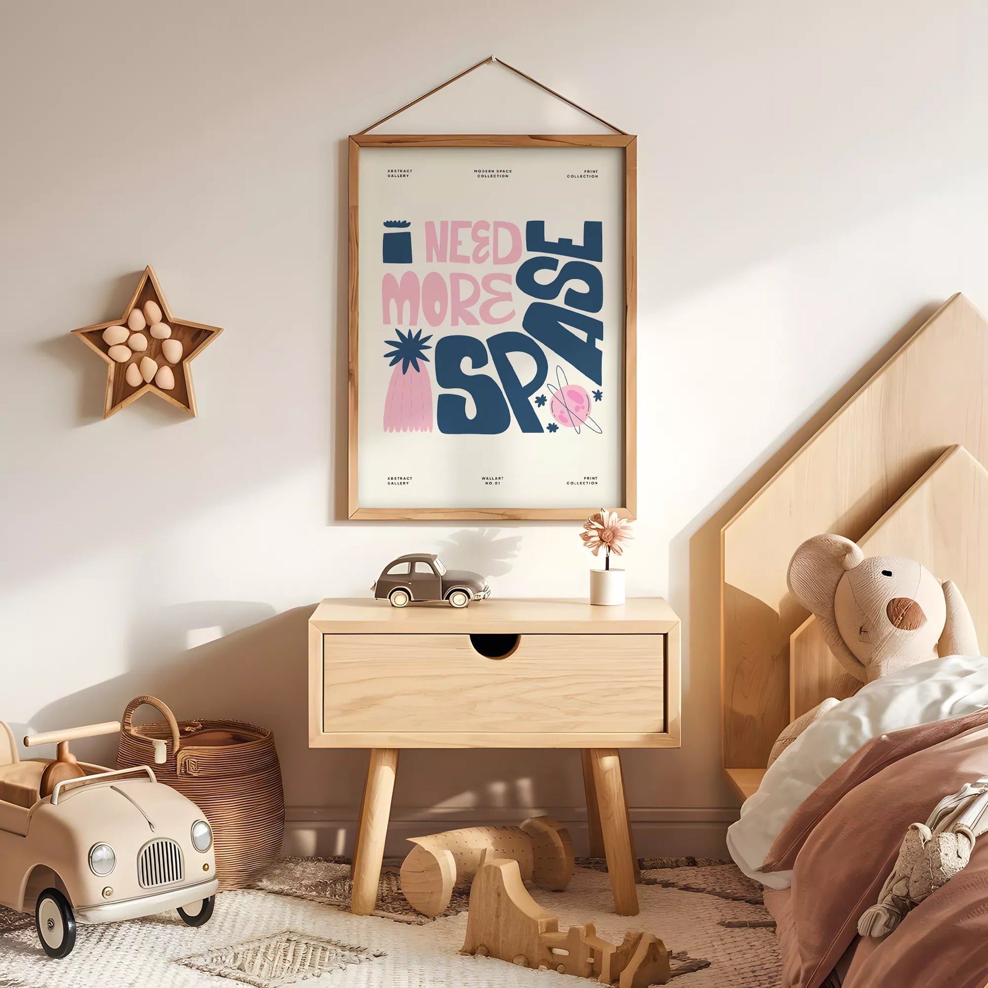 子供宇宙英語学習モチベーションポスターピンクネイビー