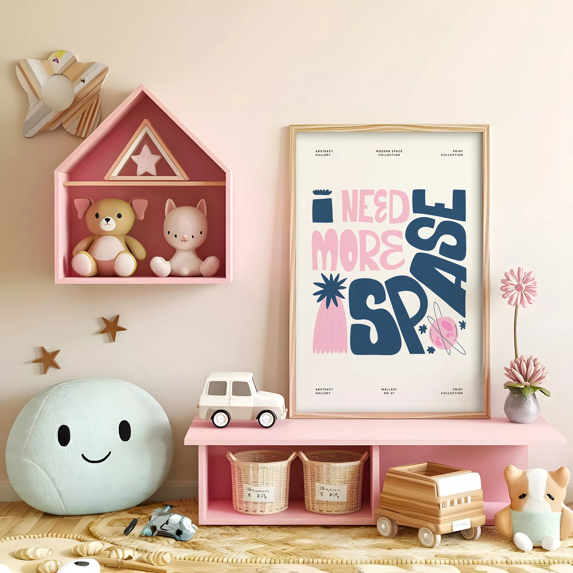 子供宇宙英語学習モチベーションポスターピンクネイビー