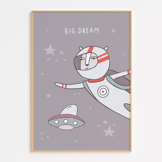 宇宙テーマのビッグドリームデザインアートポスター 子供部屋装飾
