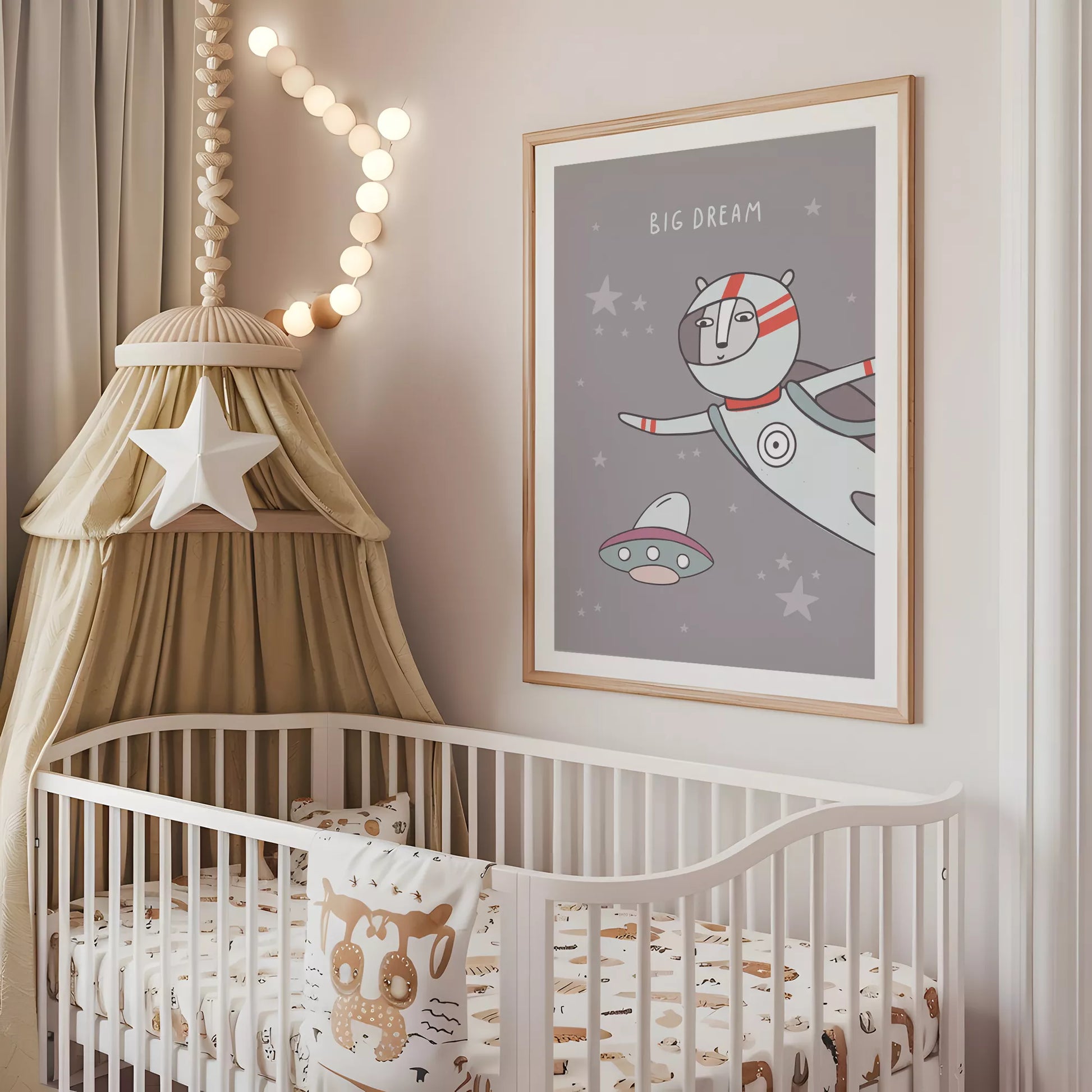 宇宙テーマのビッグドリームデザインアートポスター 子供部屋装飾