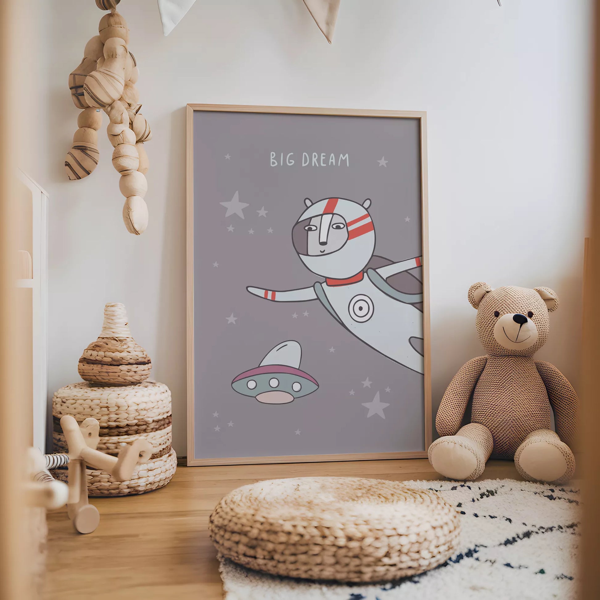 宇宙テーマのビッグドリームデザインアートポスター 子供部屋装飾