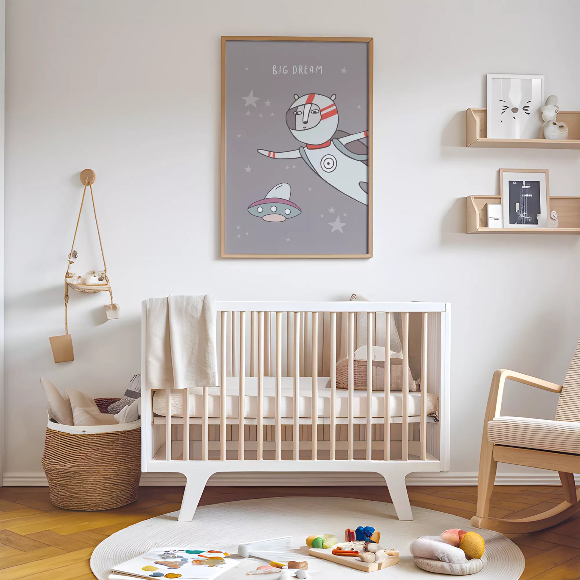 宇宙テーマのビッグドリームデザインアートポスター 子供部屋装飾
