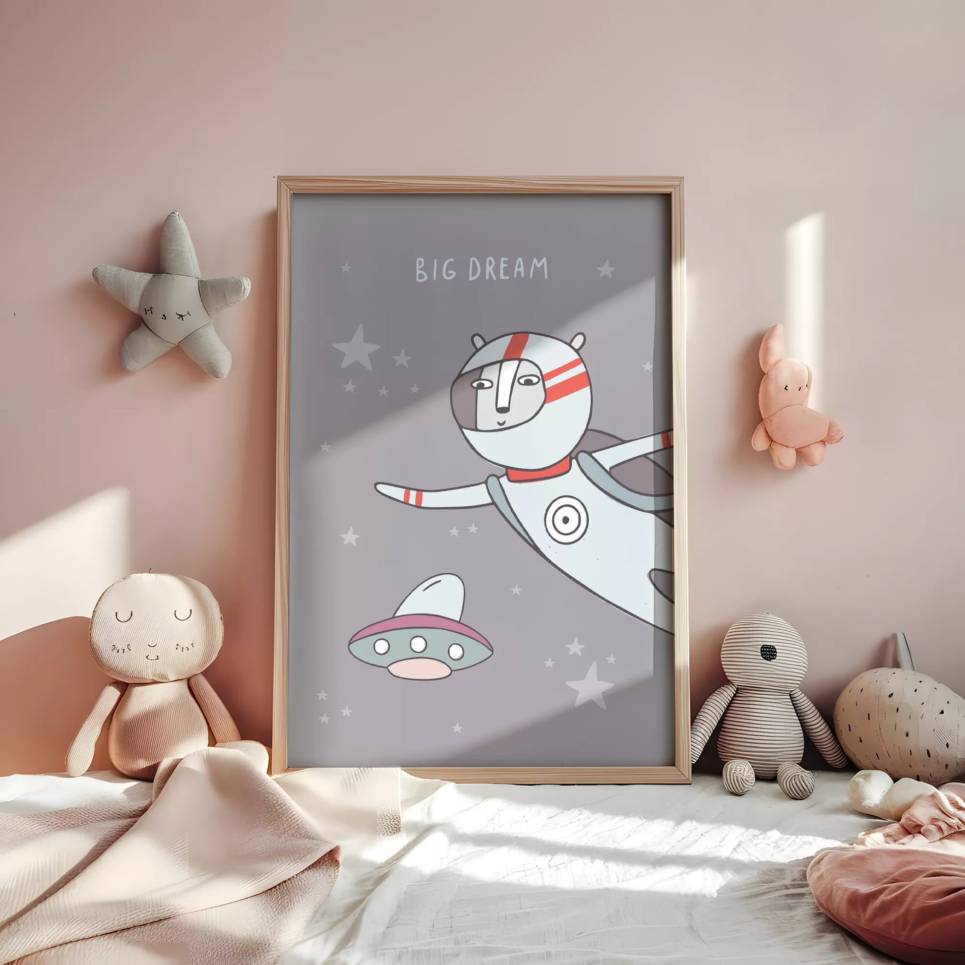 宇宙テーマのビッグドリームデザインアートポスター 子供部屋装飾