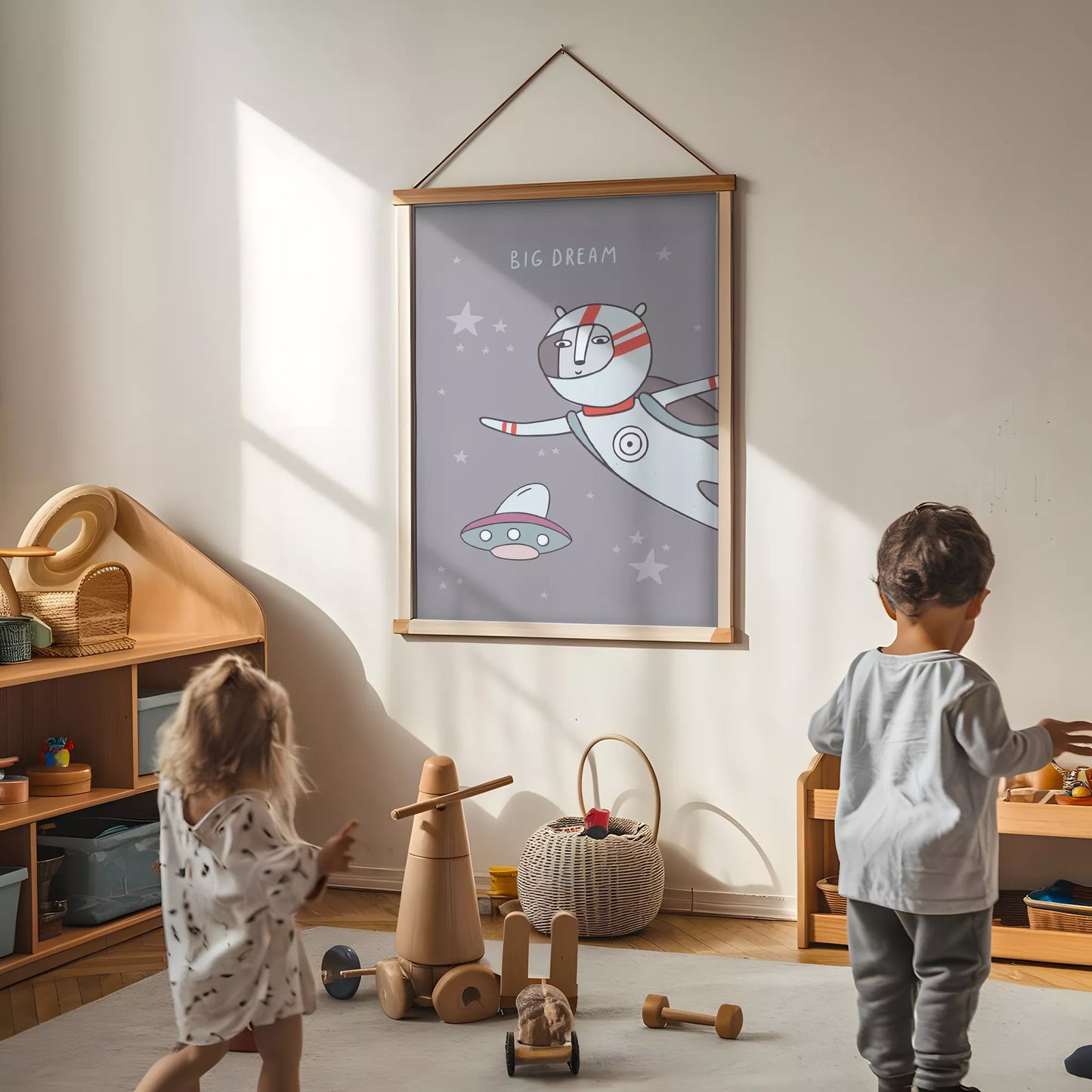 宇宙テーマのビッグドリームデザインアートポスター 子供部屋装飾