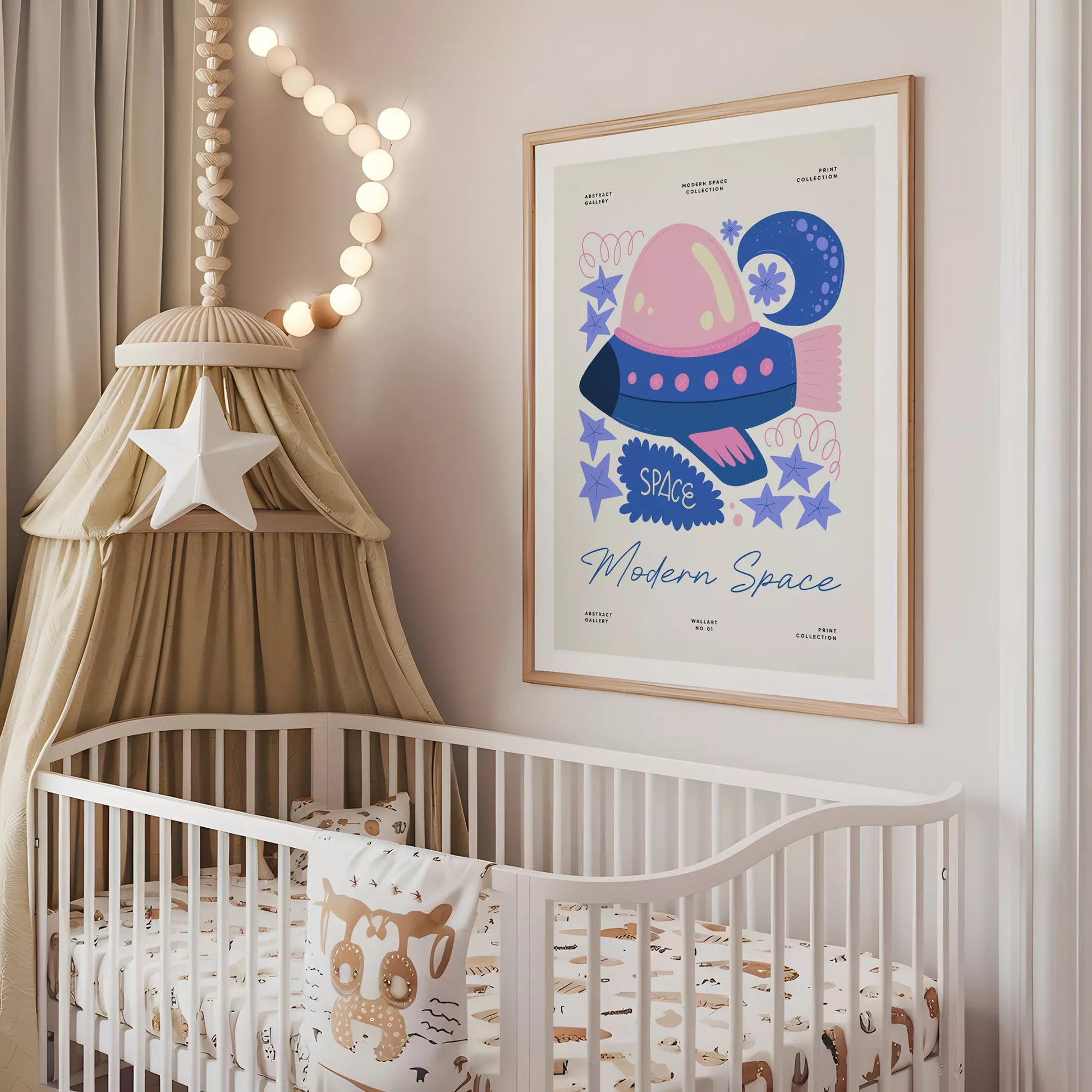 宇宙UFOキッズポスター モダンスペース子供部屋壁装飾