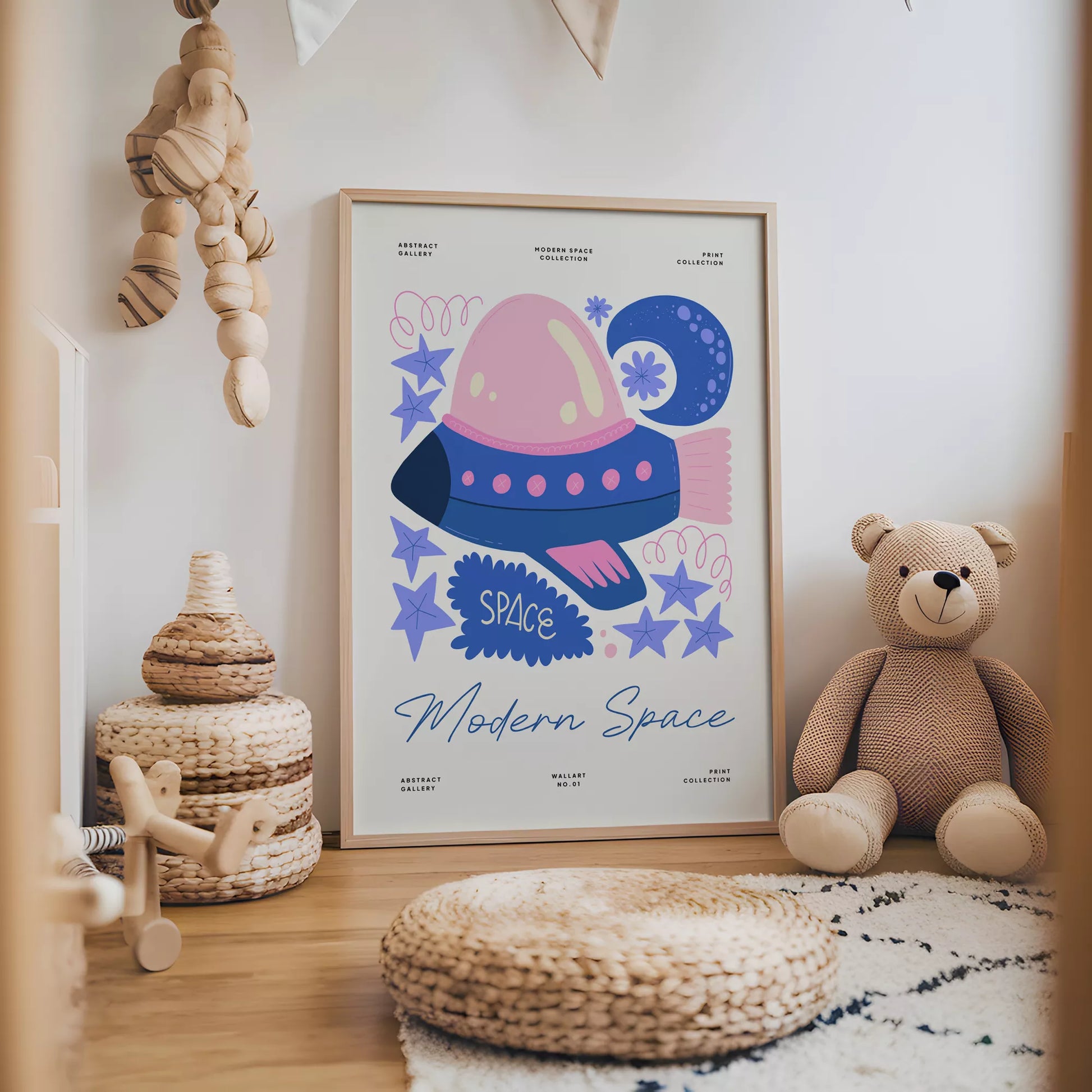 宇宙UFOキッズポスター モダンスペース子供部屋壁装飾