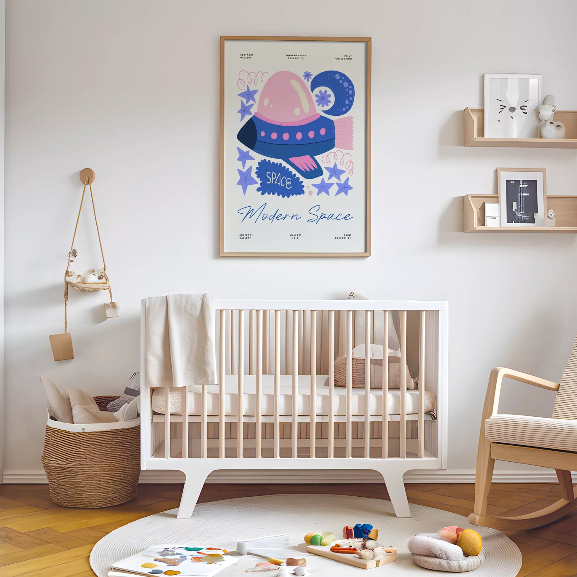 宇宙UFOキッズポスター モダンスペース子供部屋壁装飾