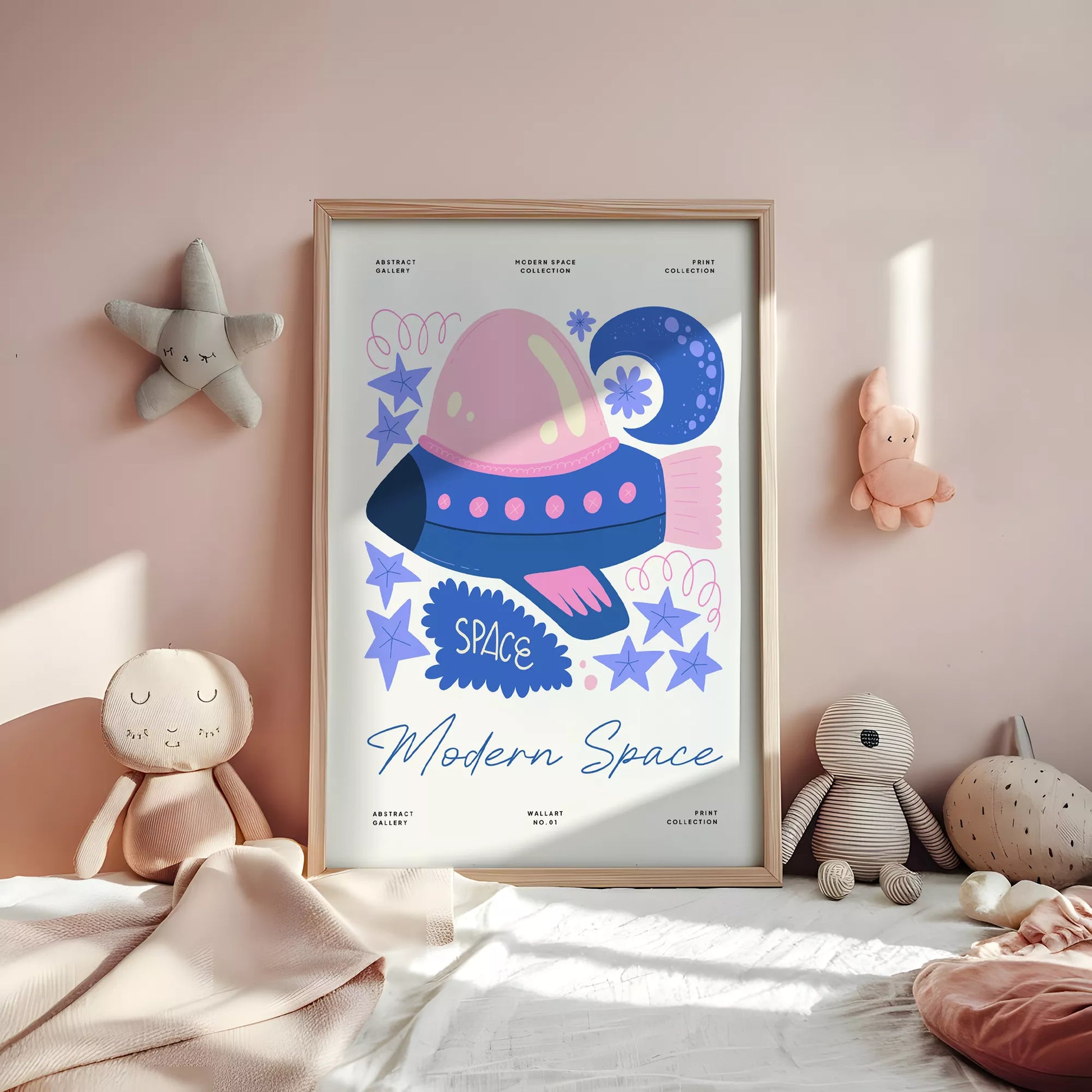 宇宙UFOキッズポスター モダンスペース子供部屋壁装飾