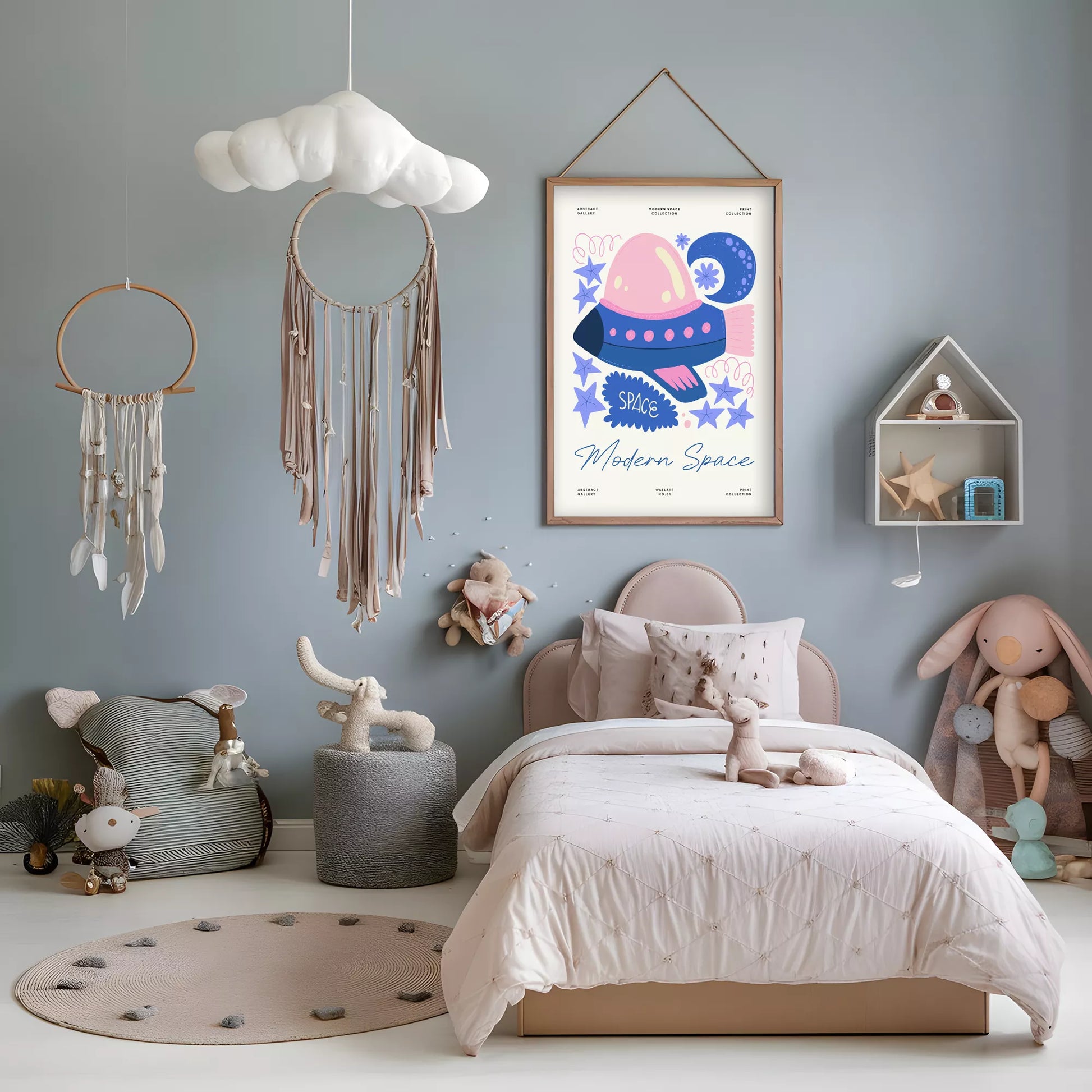 宇宙UFOキッズポスター モダンスペース子供部屋壁装飾