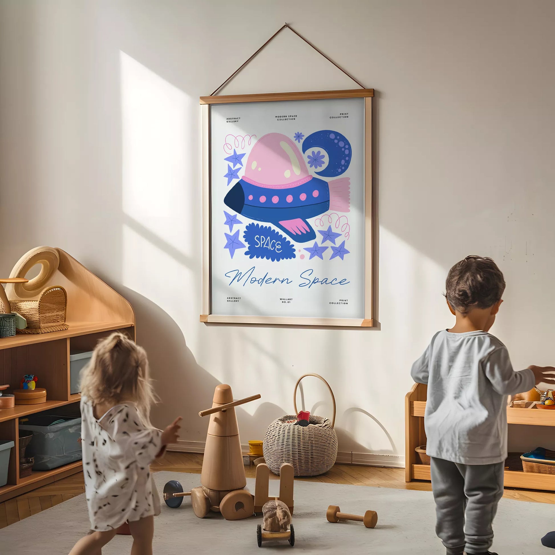 宇宙UFOキッズポスター モダンスペース子供部屋壁装飾