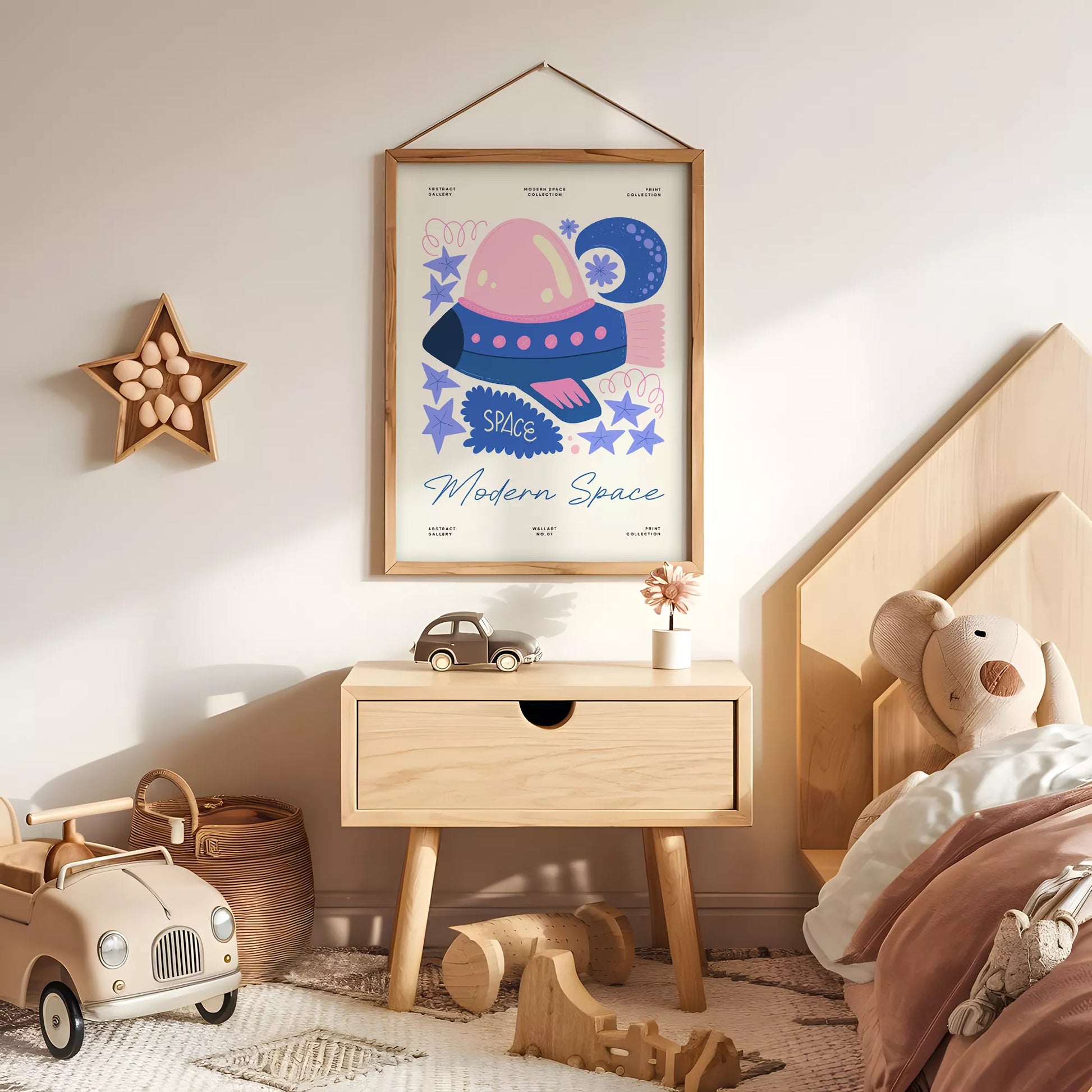 宇宙UFOキッズポスター モダンスペース子供部屋壁装飾