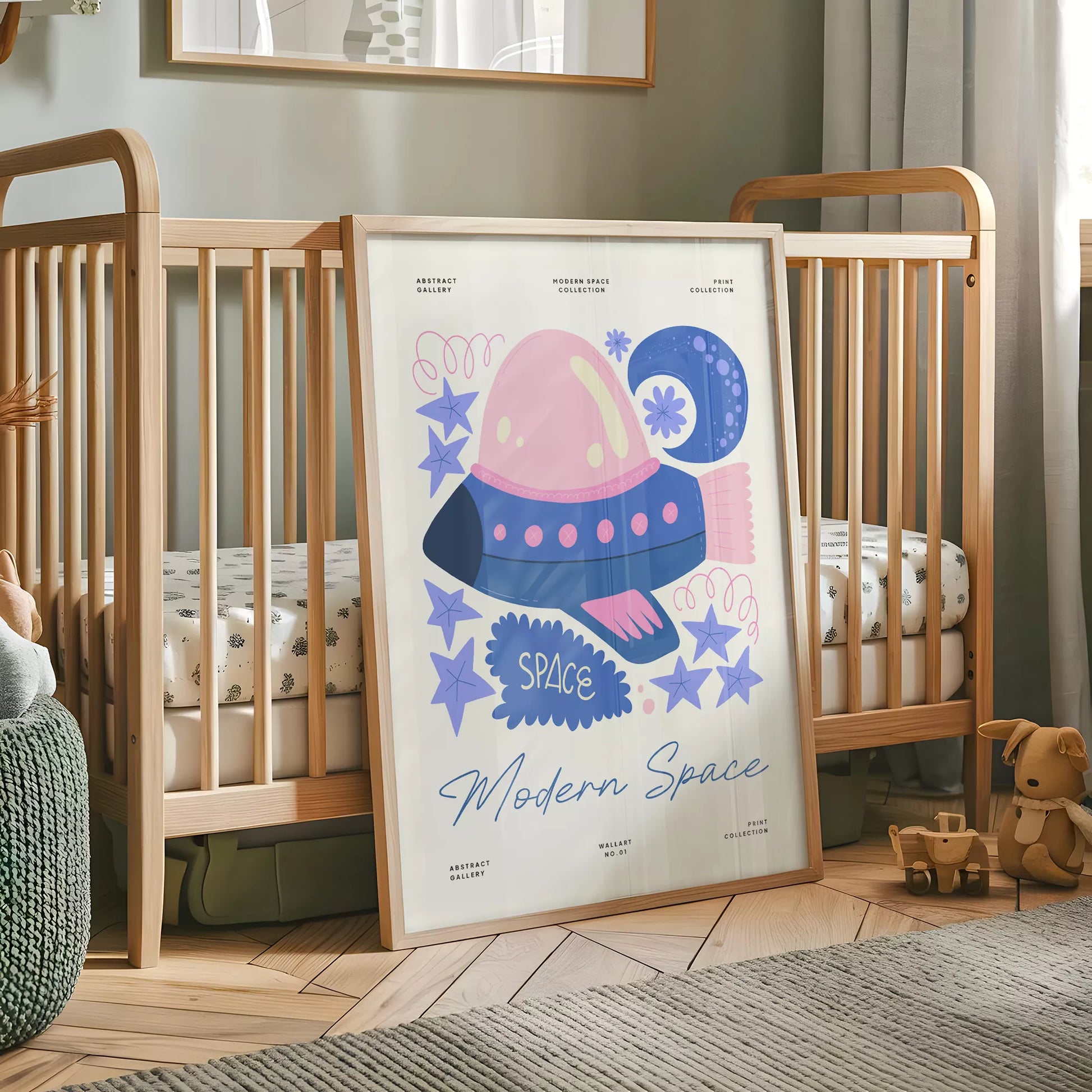 宇宙UFOキッズポスター モダンスペース子供部屋壁装飾