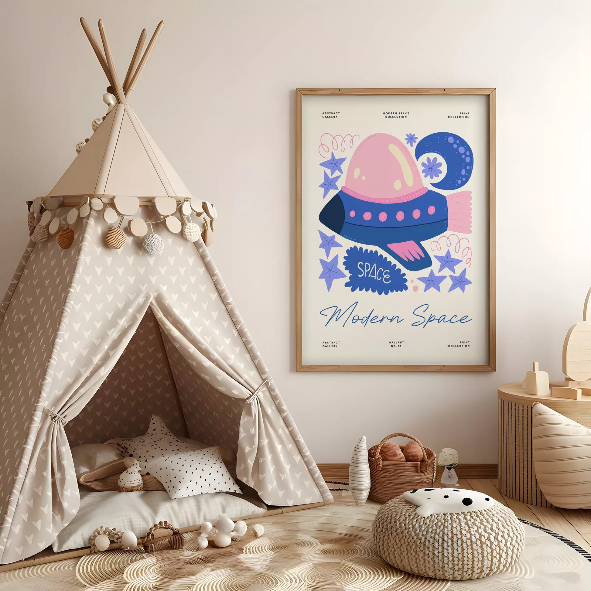 宇宙UFOキッズポスター モダンスペース子供部屋壁装飾