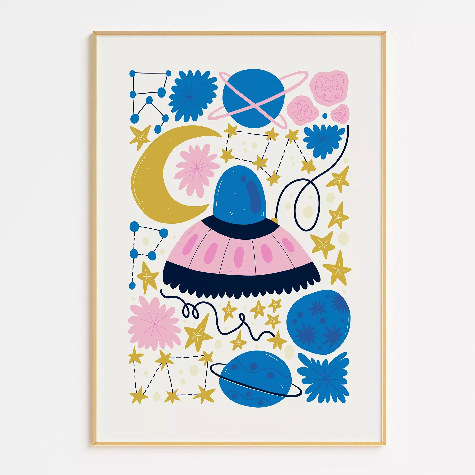 宇宙UFO惑星キッズポスター 子供部屋壁装飾アート