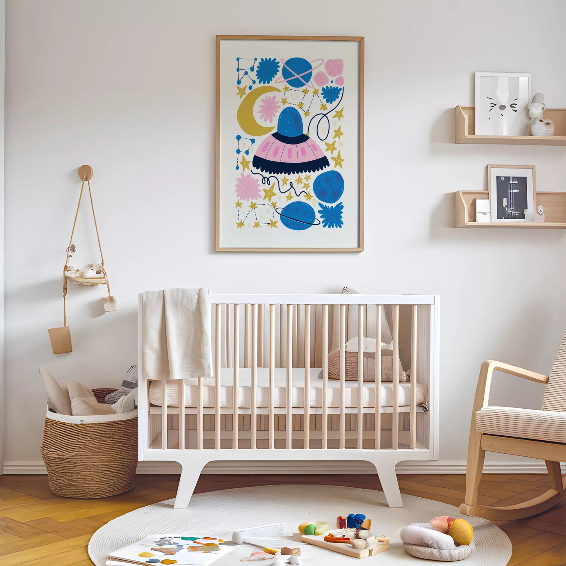 宇宙UFO惑星キッズポスター 子供部屋壁装飾アート
