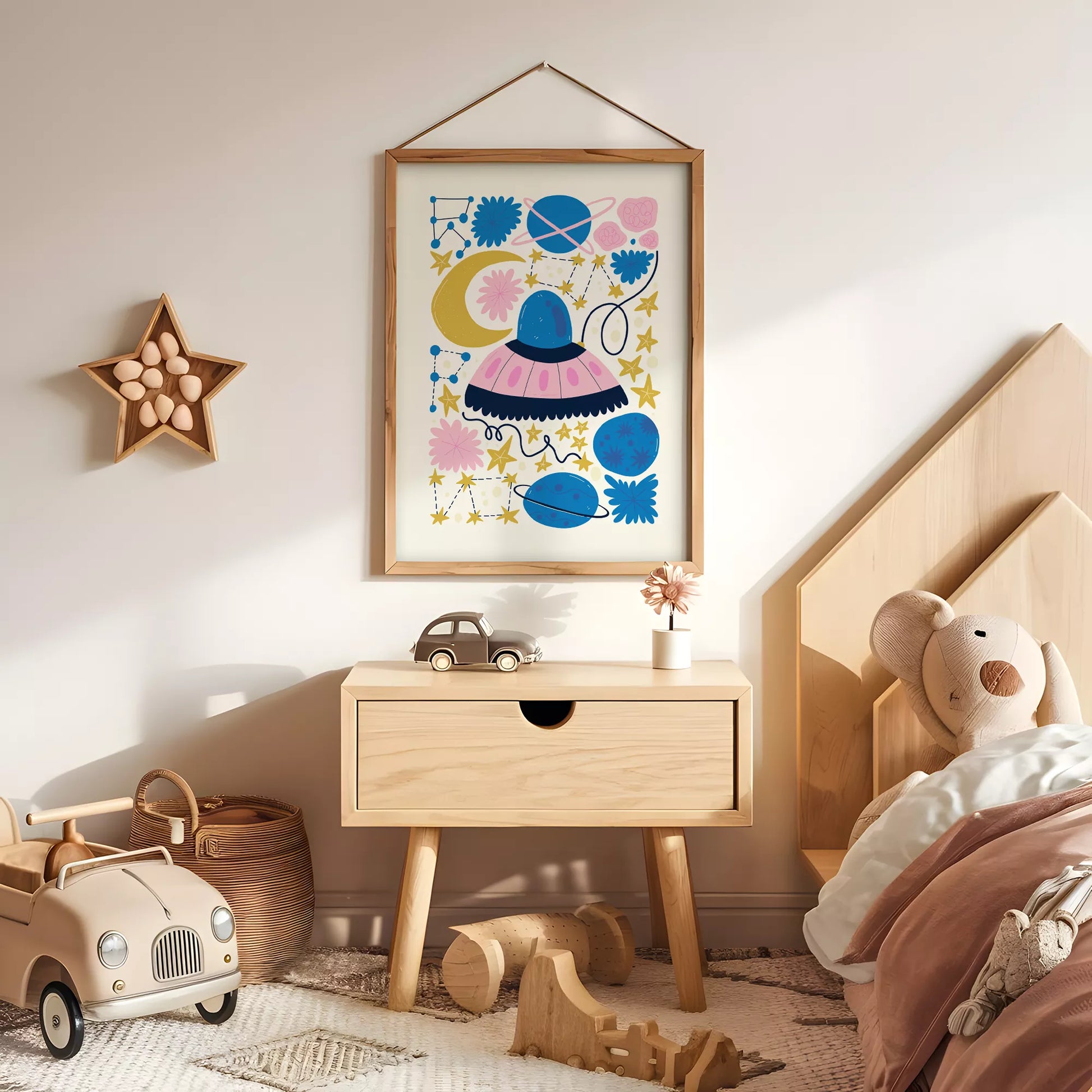 宇宙UFO惑星キッズポスター 子供部屋壁装飾アート