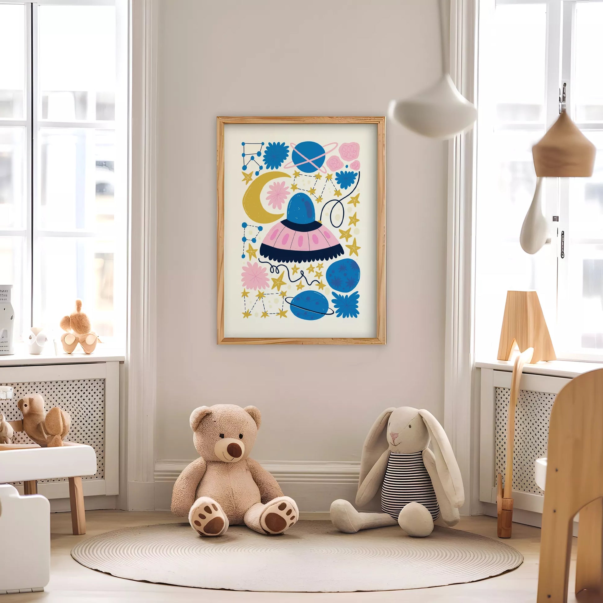 宇宙UFO惑星キッズポスター 子供部屋壁装飾アート