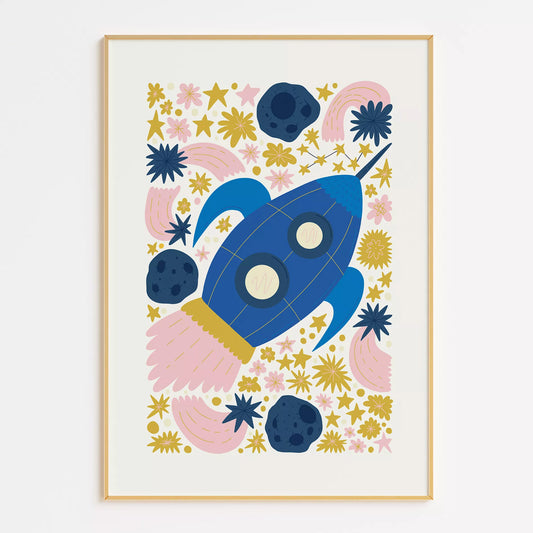 宇宙船ロケット惑星星座ボタニカルキッズポスター子供部屋壁装飾