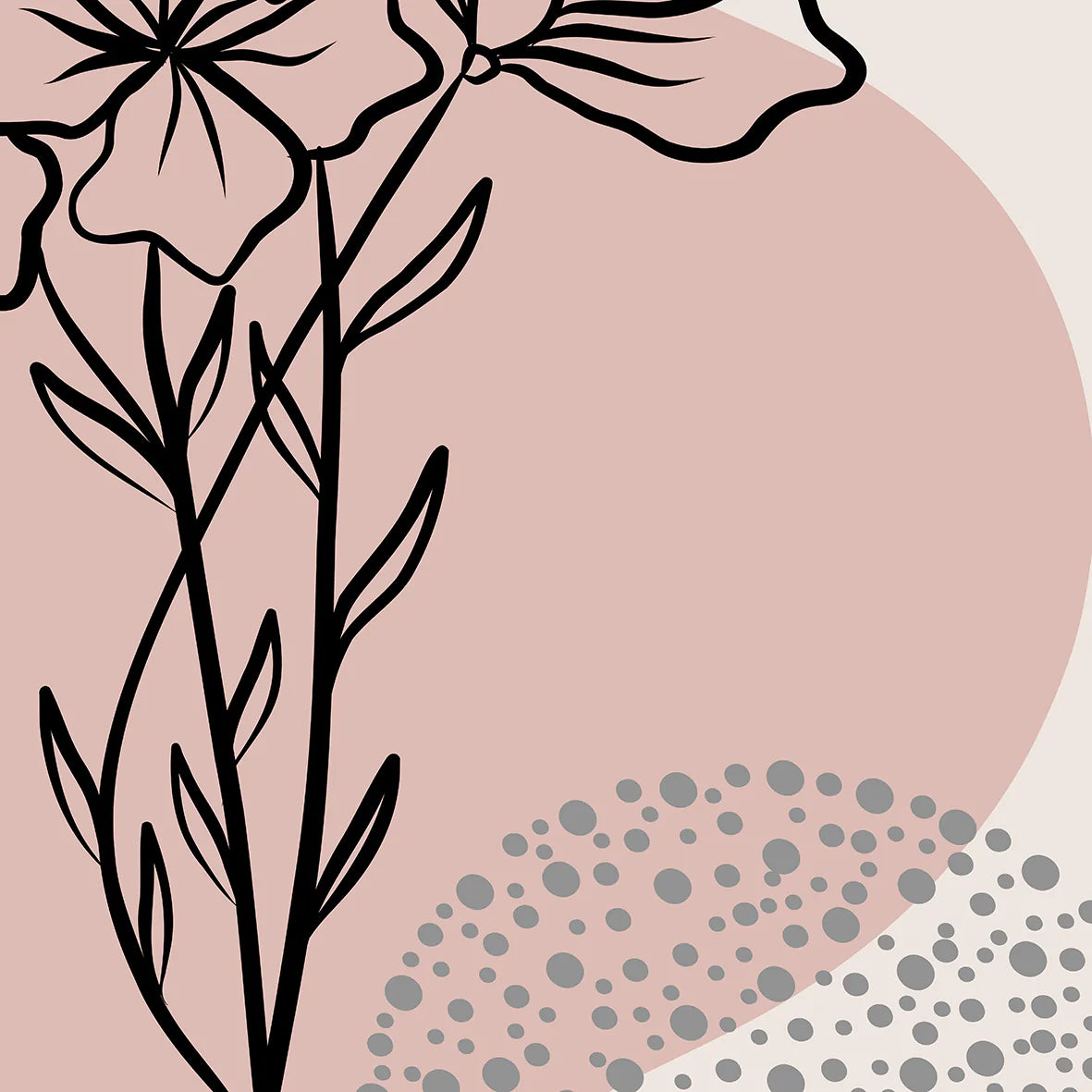 アートポスター ボタニカル 線画 ピンクグリーン 北欧ミニマル シンプルインテリア 3枚セット