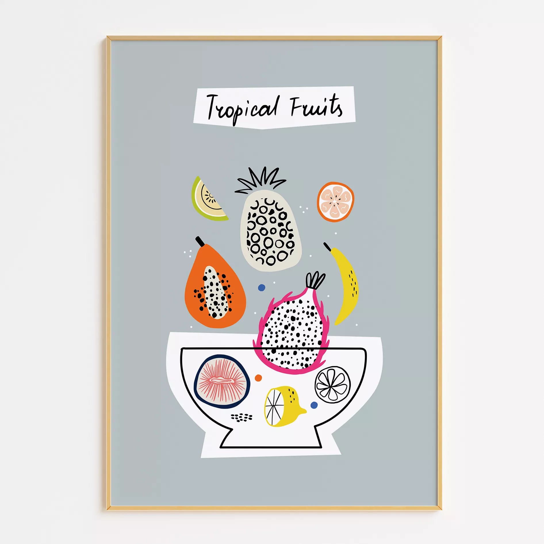 トロピカルフルーツデザインの北欧モダンアートポスター 壁掛け装飾