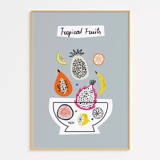 トロピカルフルーツデザインの北欧モダンアートポスター 壁掛け装飾
