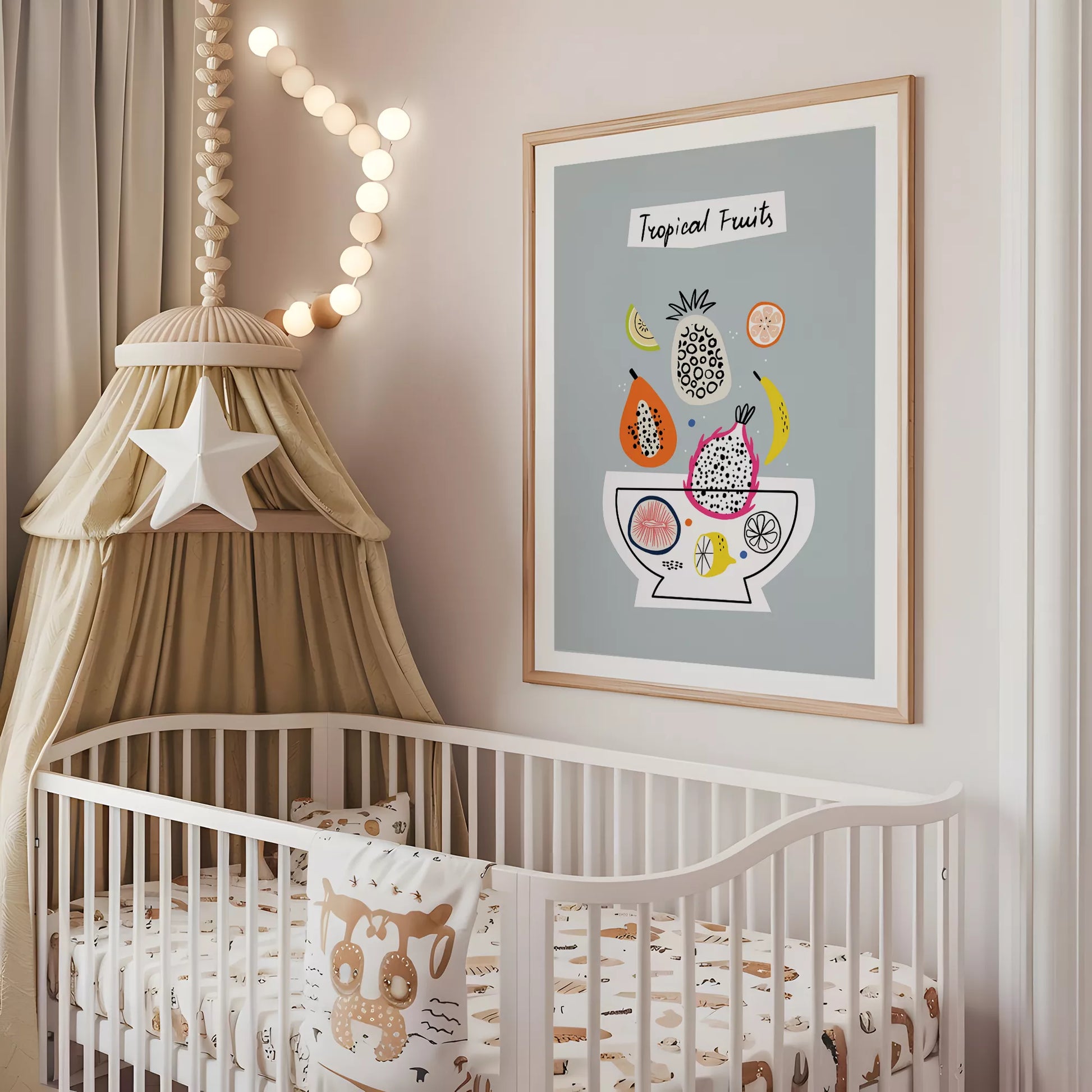 トロピカルフルーツデザインの北欧モダンアートポスター 壁掛け装飾