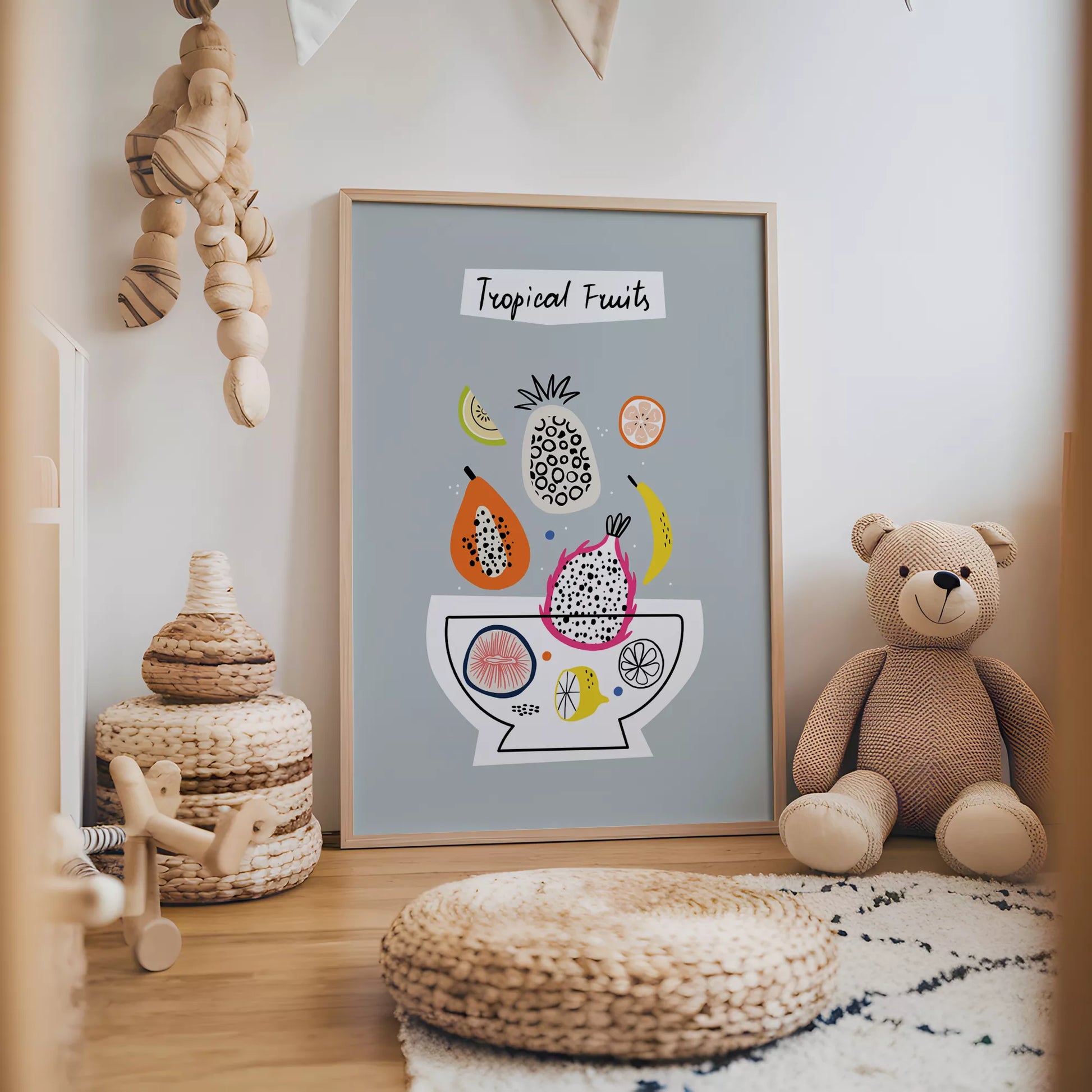 トロピカルフルーツデザインの北欧モダンアートポスター 壁掛け装飾