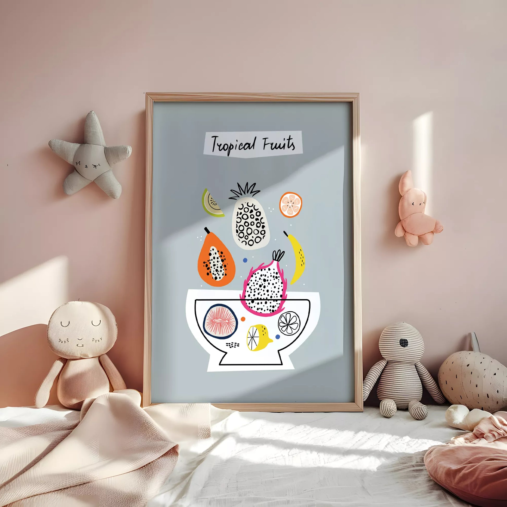 トロピカルフルーツデザインの北欧モダンアートポスター 壁掛け装飾