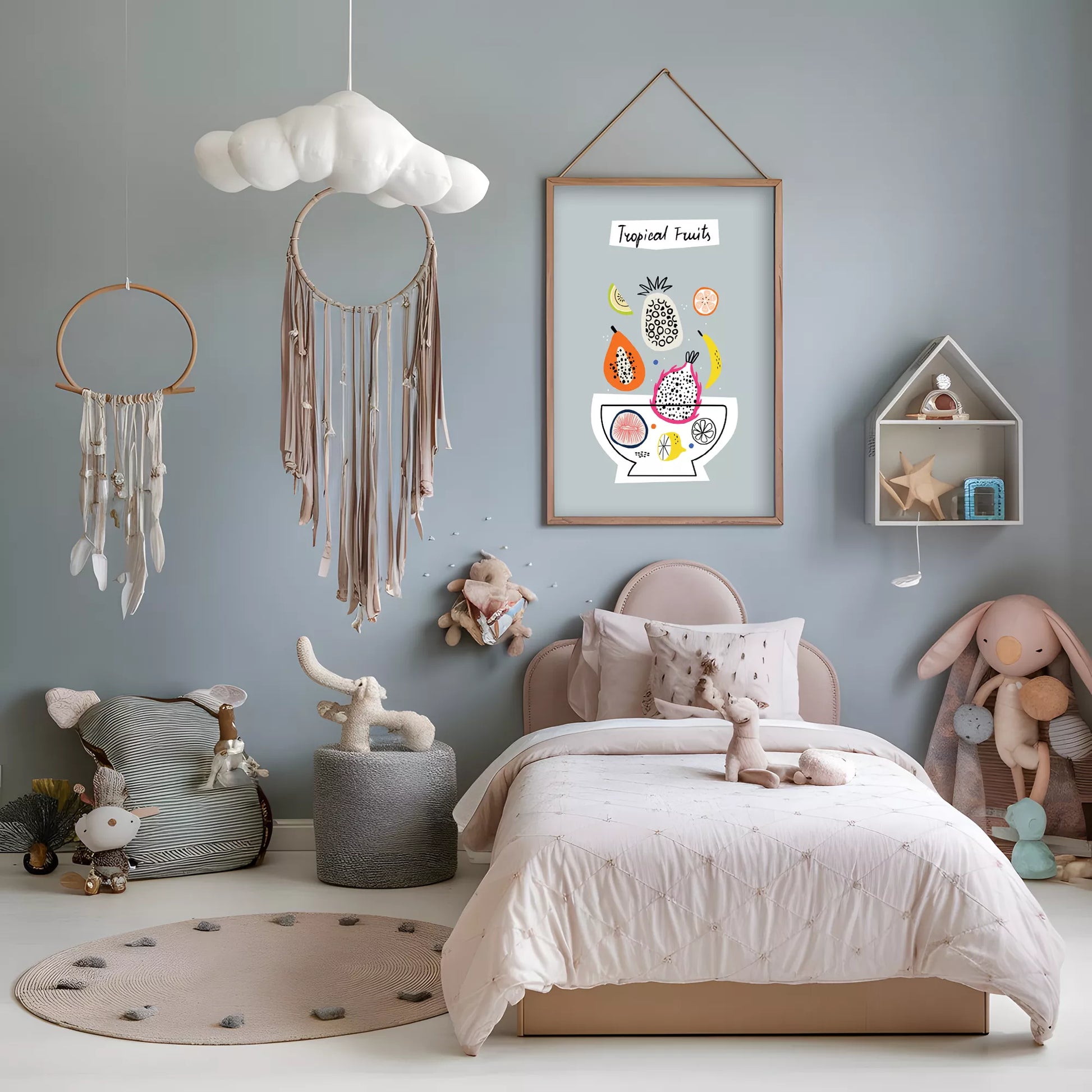 トロピカルフルーツデザインの北欧モダンアートポスター 壁掛け装飾