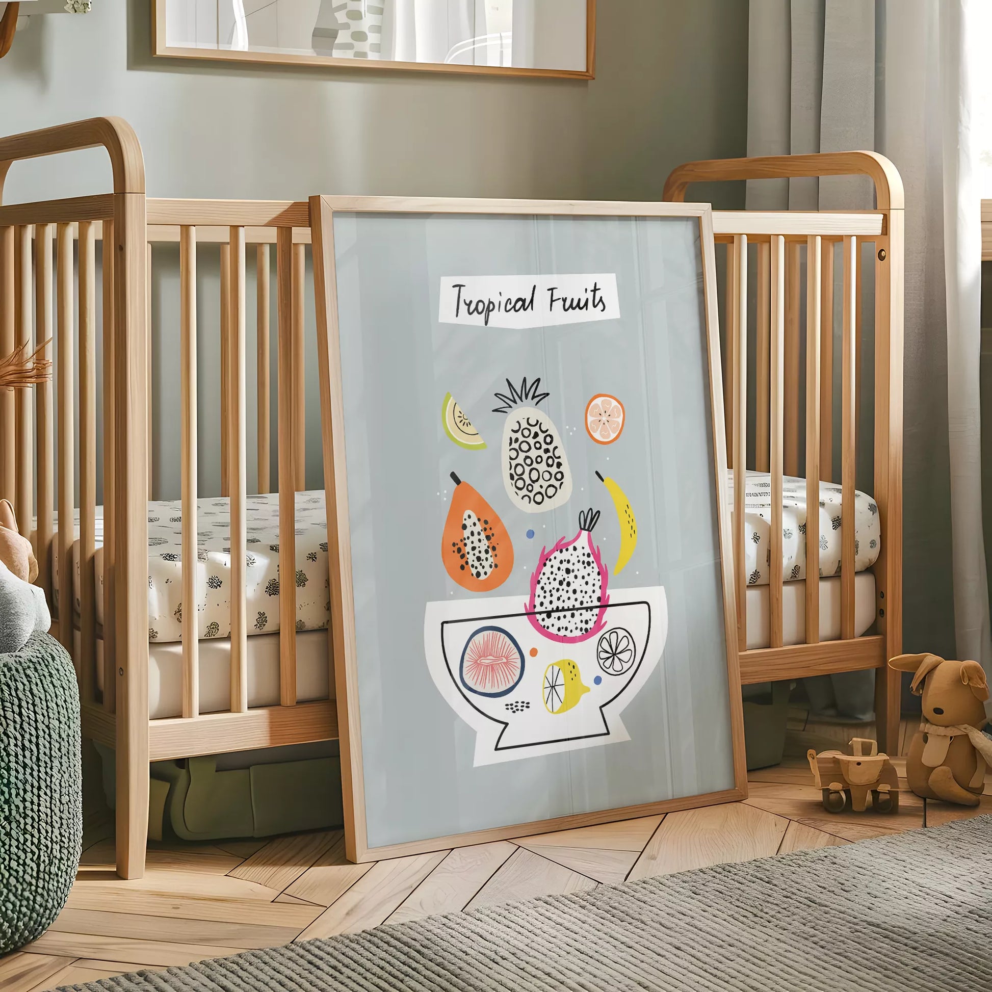 トロピカルフルーツデザインの北欧モダンアートポスター 壁掛け装飾