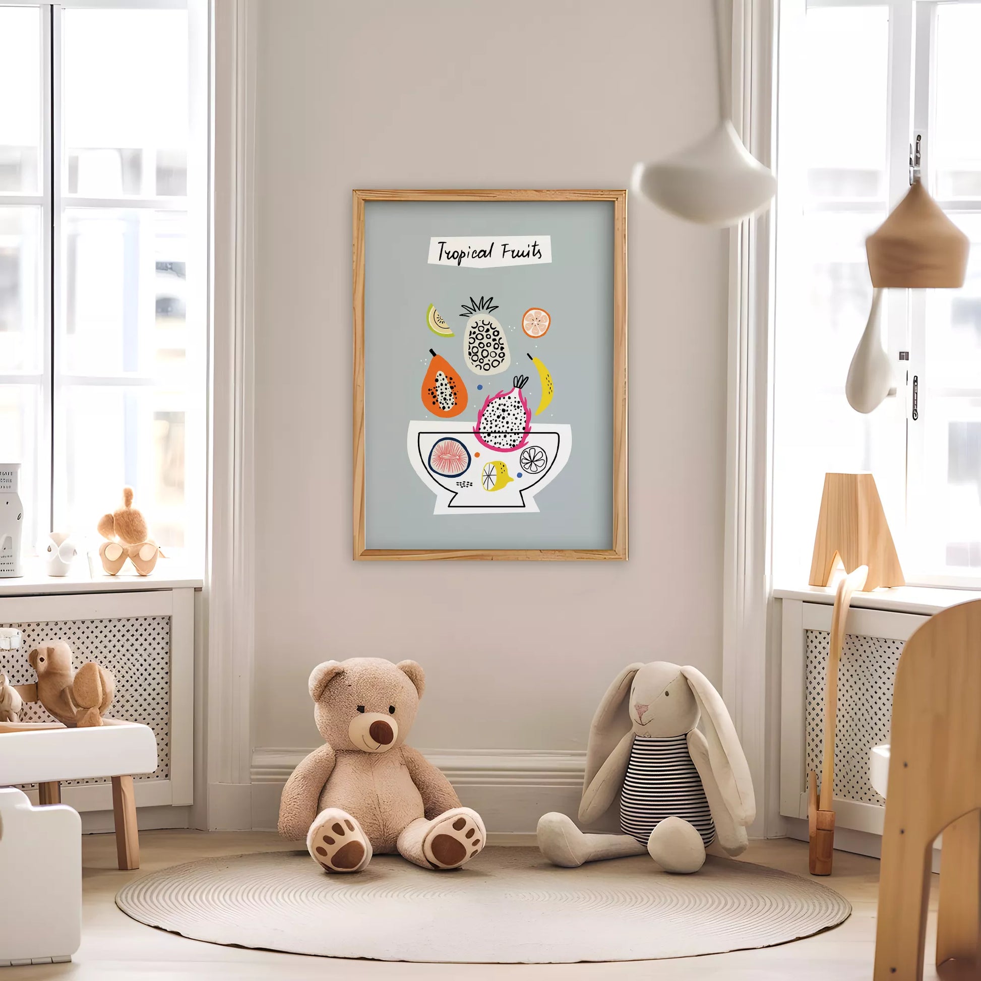トロピカルフルーツデザインの北欧モダンアートポスター 壁掛け装飾