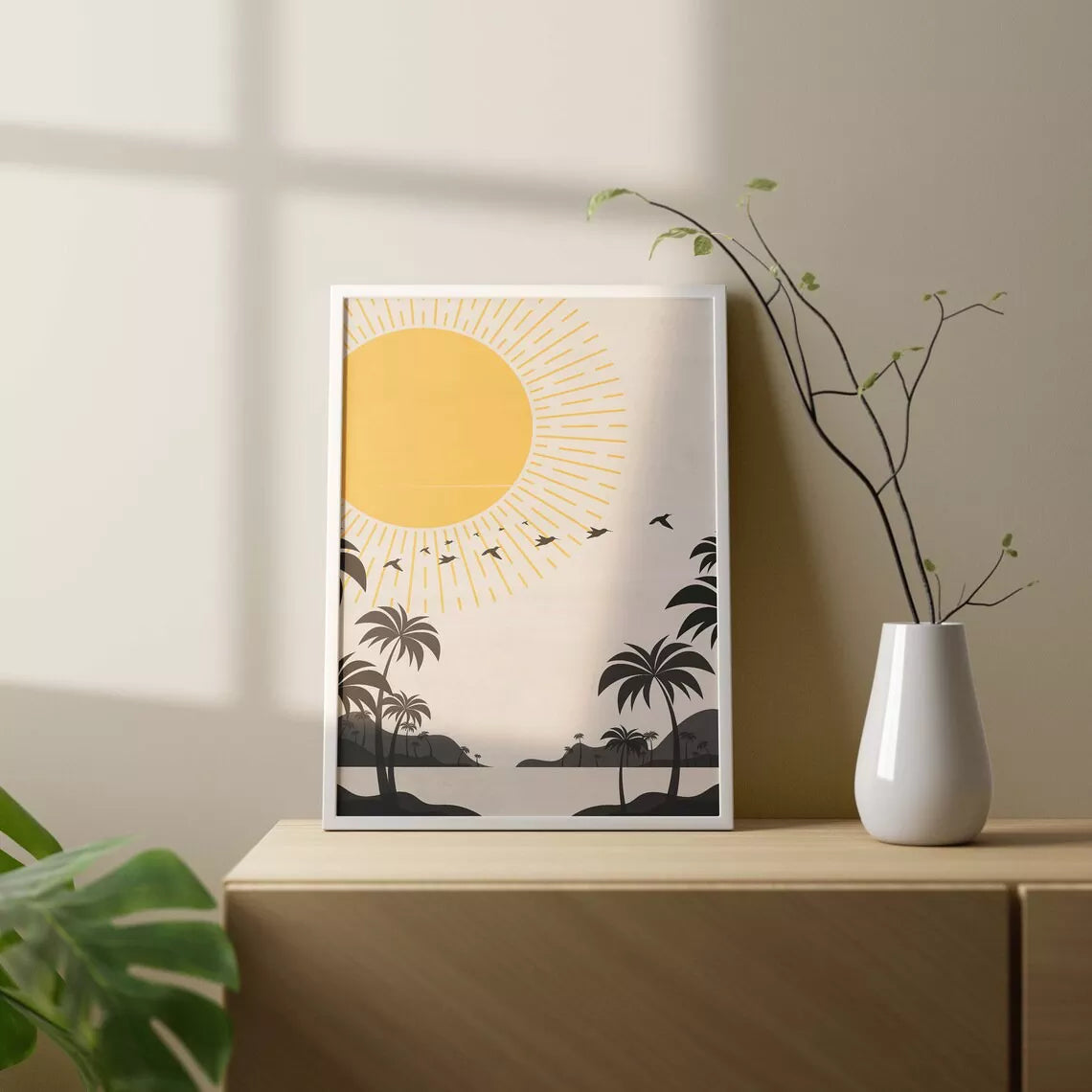 アートポスター トロピカルサンセット パームツリー 北欧モダンインテリア 3枚セット