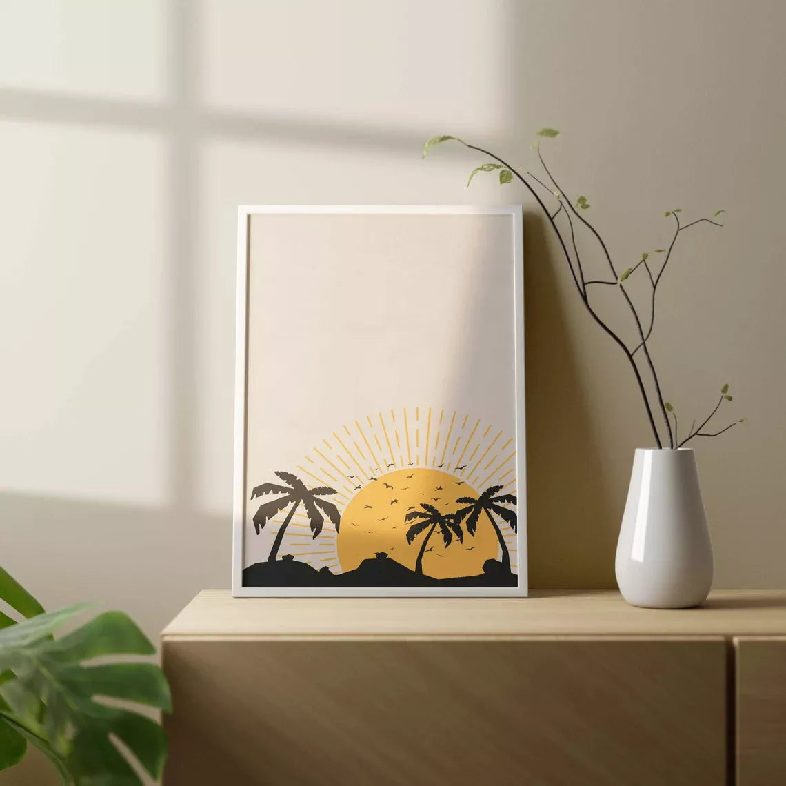 アートポスター トロピカルサンセット パームツリー 北欧モダンインテリア 3枚セット