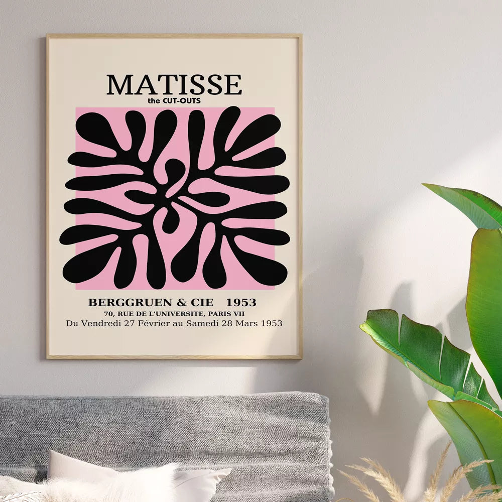 マティス、ピカソ、バウハウスの展覧会ポスター3枚セット、ピンクとモノクロ