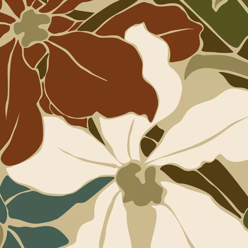 レトロな雰囲気のボタニカルフラワーマーケットポスター3枚セット、アースカラー